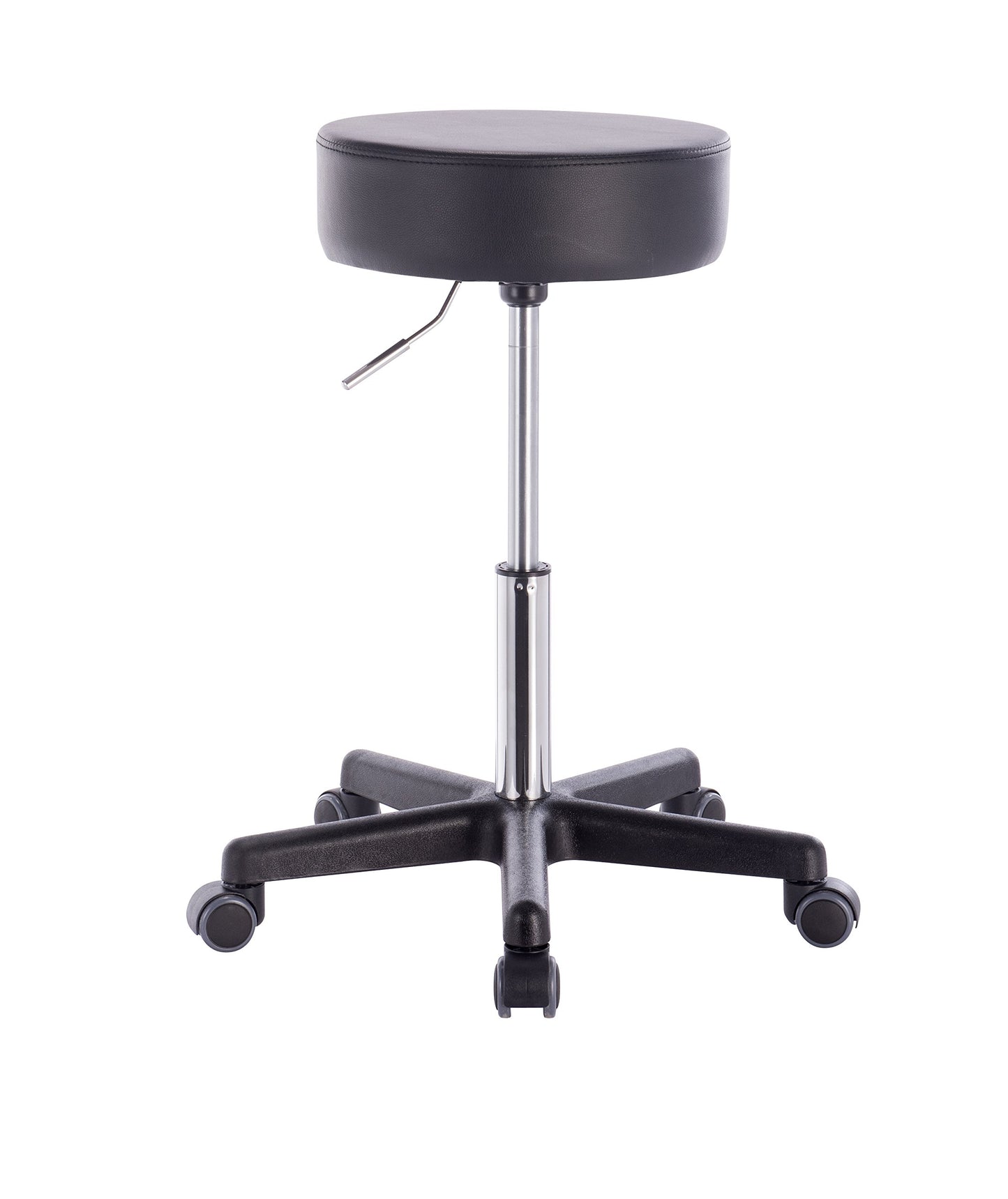 1stuff Professional Rolling Stool Squash 35 - approx. 51-71 cm seat height - office stool adjustable in height with high load capacity - sturdy practice stool - classic doctor's stool with casters - 360° swivel stool (Black)