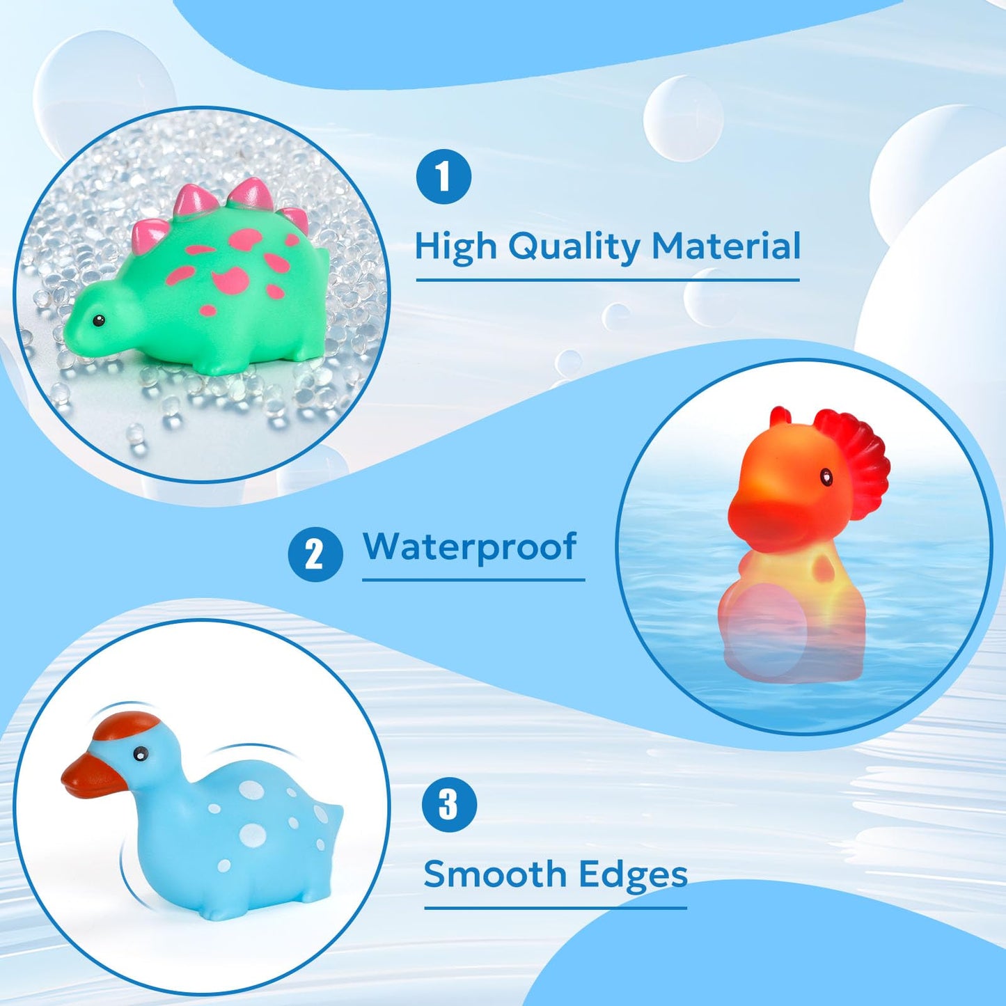 Jiosdo Bathtub Toy, 6 pieces Dinosaur Bath Toy with light, LED Bath Tub Toy for Kids, Bath Toy for Baby 1 2 3 year old, Glowing Water Toy Sensory Toy Bath Toys