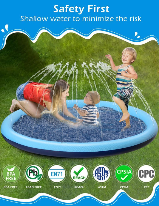 Tosekry Children's Sprinkler with Anti-slip Function, 200CM Water Toy Dog Pool, Outdoor Games, Splash Pad (Blue-200cm)