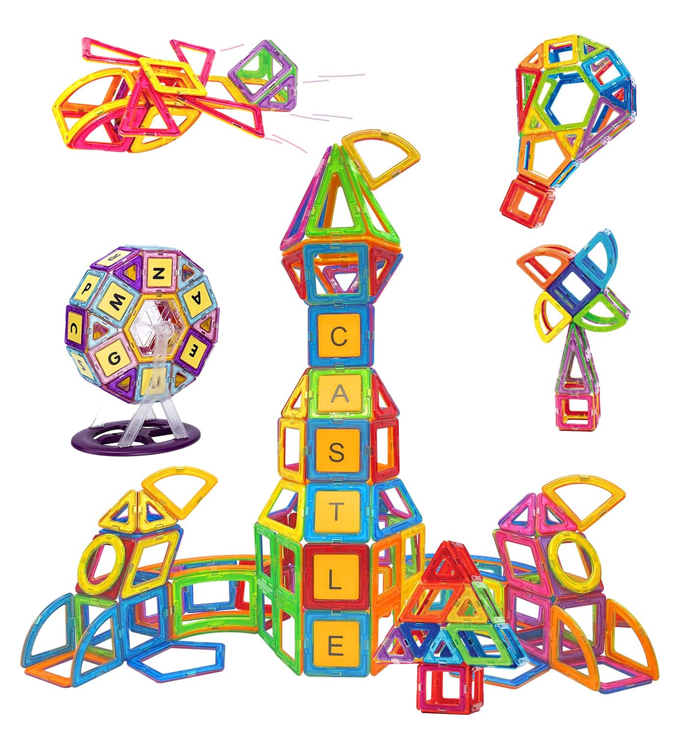 CONDIS Magnetic Building Blocks 160 Pieces, Magnetic STEM Building Set, Creative Educational Toy for Montessori Preschool Learning for Boys and Girls 3 Years and Up