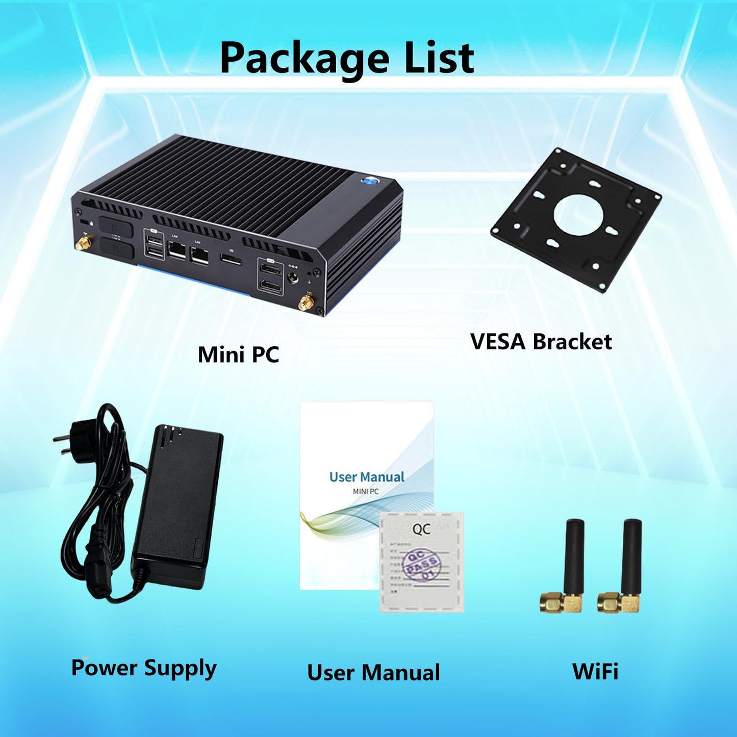 Sharevdi Fanless Industrial Mini PC, Intel Celeron J4125 Mini Desktop Computer with Windows 11 Pro, Dual HDMI/DP/BT4.2/2.4G+5G Dual Band WiFi, 8GB DDR4 RAM 128GB SSD