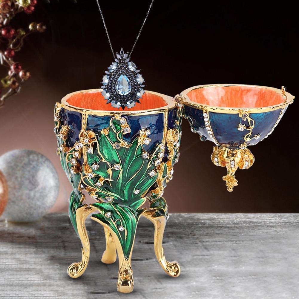 Jewelry box in egg shape, Fabergé egg, Easter egg, Russian craftsmanship, birthday, wedding, Christmas gift for her, girls, ladies, 4 colors (blue).