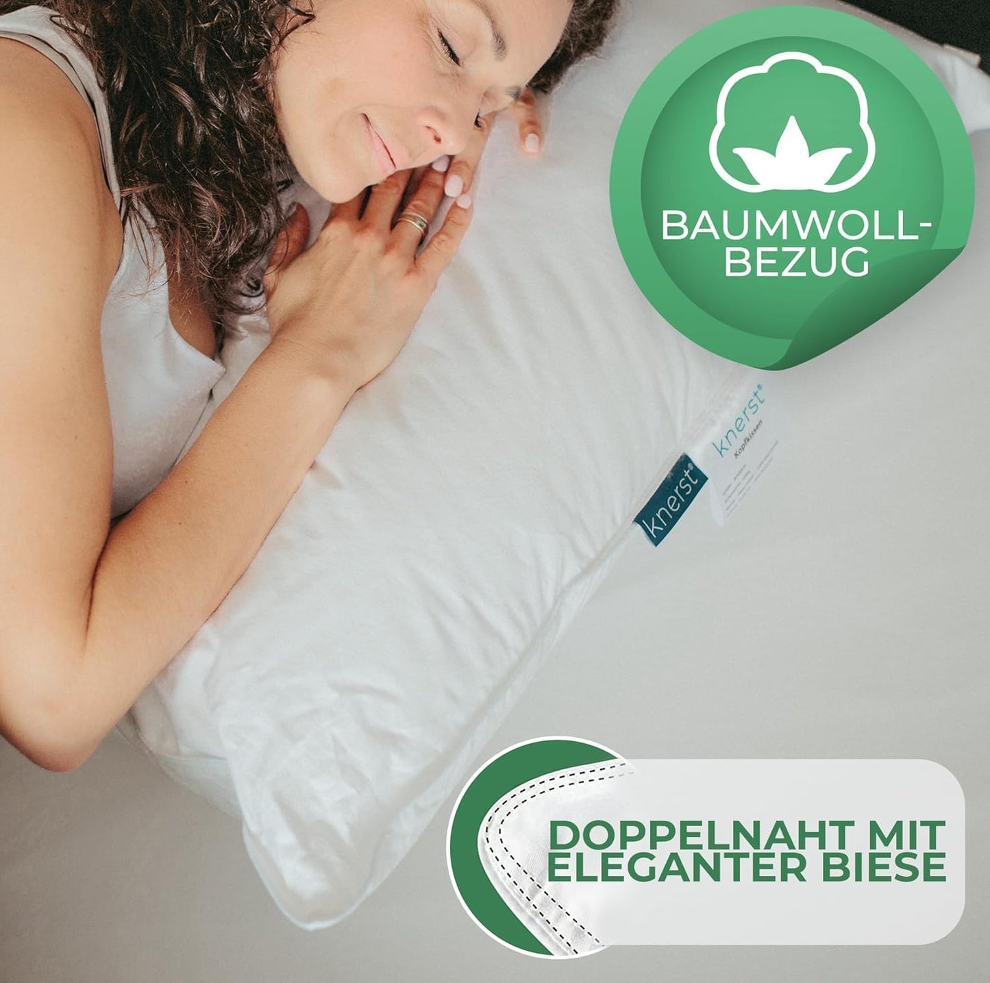 Pillow with feather filling Made in Germany - 100% feather fill - Feather pillow with cotton cover - Ökotex certified - Fill pillow for restful sleep - Pillow 40x80 2 pack