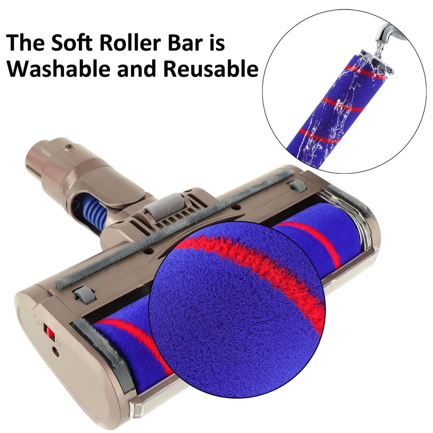 AINUO Soft Roller Cleaner is a head floor brush compatible with Dyson V7, V8, V10, V11, V15, SV10, and SV11 cordless vacuum cleaners.