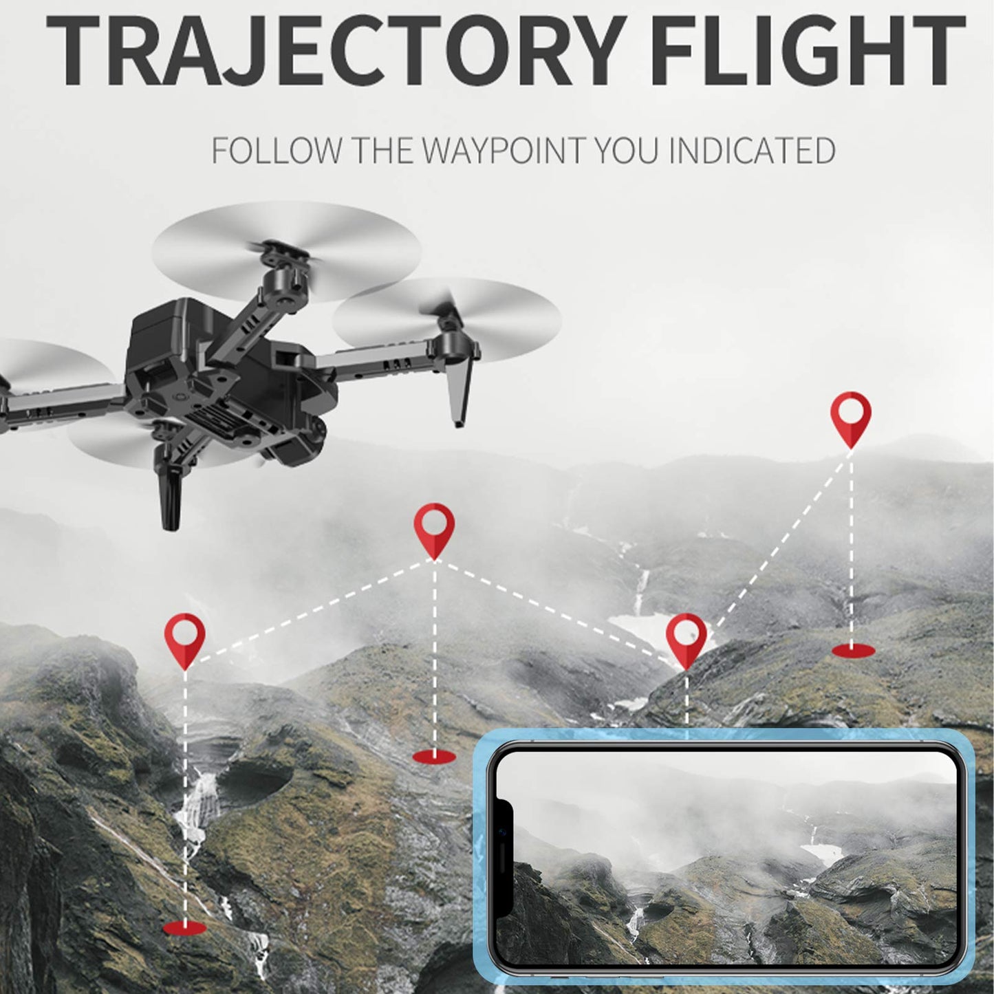 PRO RC Drone with Camera 4K Mini Drone Dual Camera Foldable Quadcopter with Flight Path Function Headless Mode 3D Flight Auto Hover One Key Start Landing One Key Return for Kids