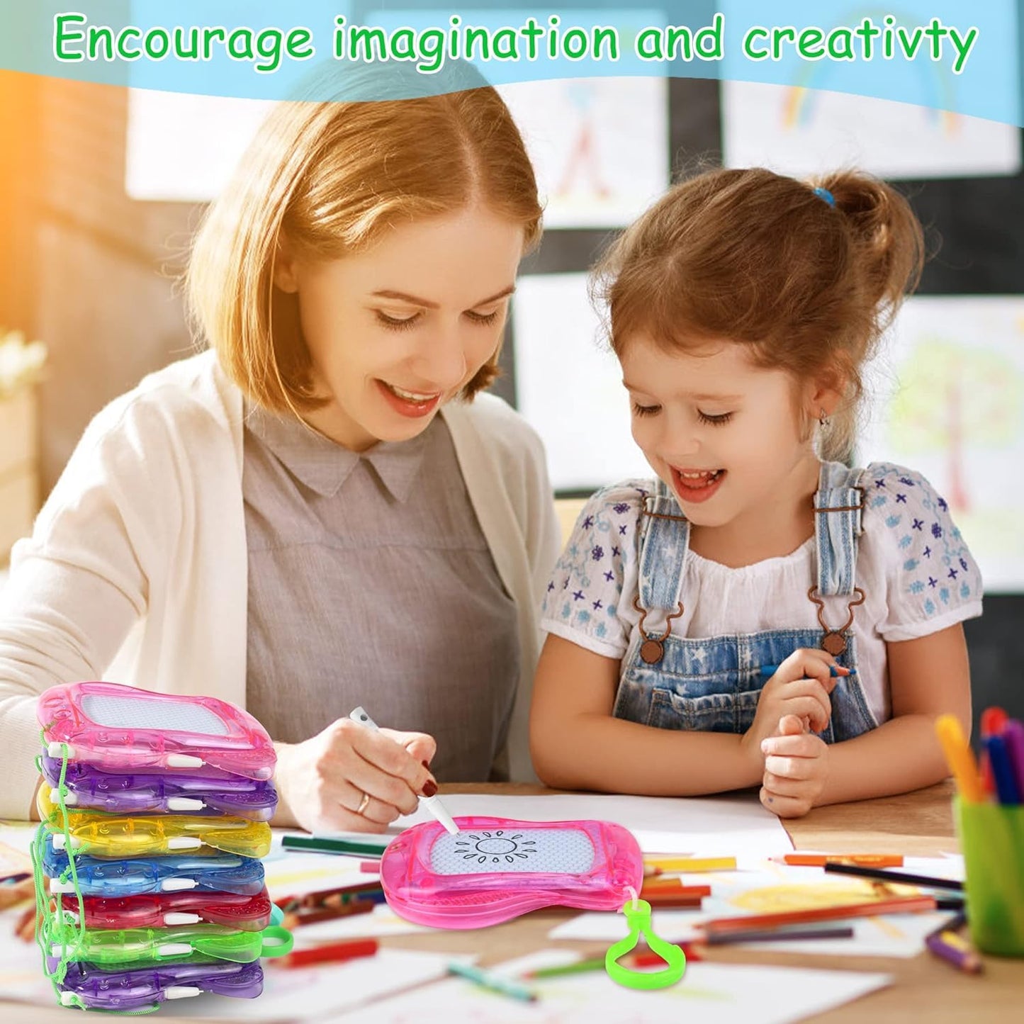 Piucrty Party favors Children's birthday Mini blackboard Magic drawing board Keychain Kids 12Pcs Useful goody bag little things Giveaways Raffle prizes Pinata filling Party activity