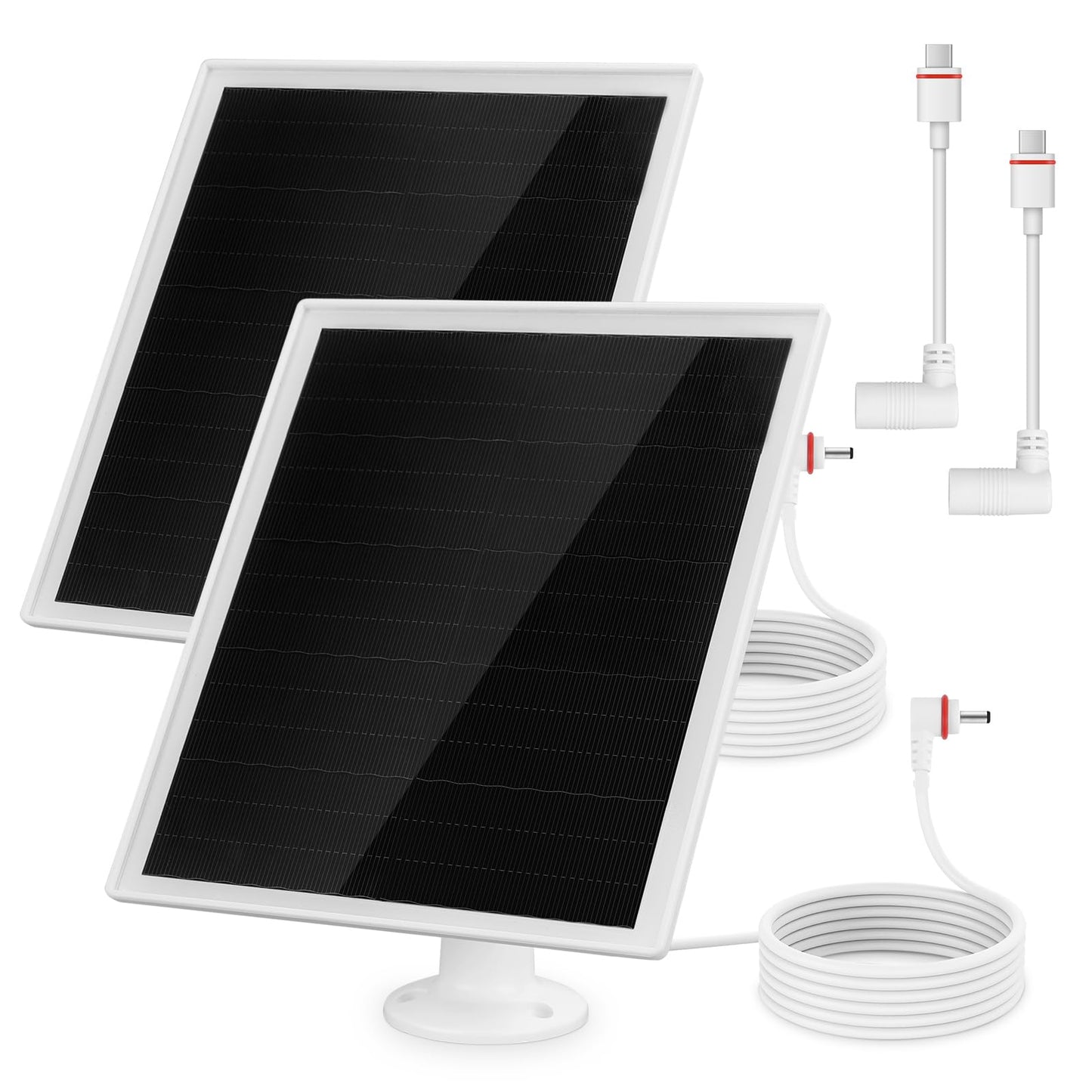 6W Solar Panel for Ring Camera, Surveillance Camera Solar Panel with 360° Adjustable, IP66 Waterproof, Monocrystalline Solar Panel with 9.8 Cable for Outdoor, 2 Pack