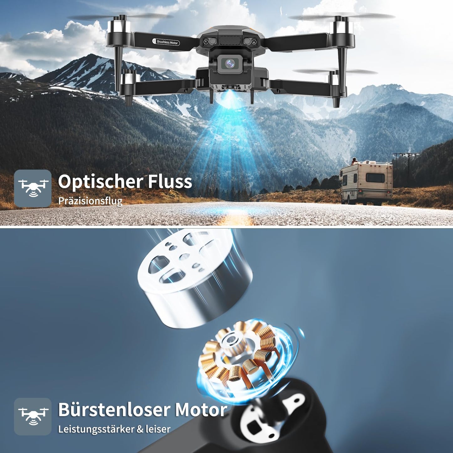 F198 Drone with HD Camera, Mini Drone with Dual Camera, Gesture/VR Control, 3D Flips, 3 Speeds, 20 Min Flight Time, Brushless Motor, Auto-Hover, One-Key Start for Adults/Beginners.