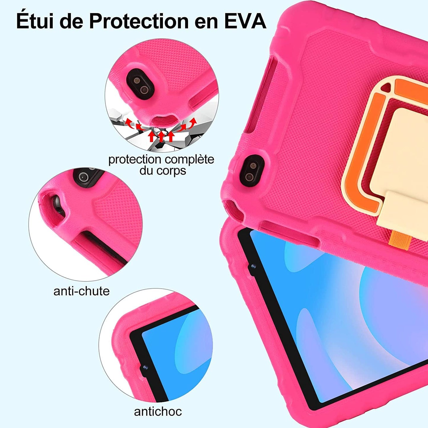 AOCWEI 10 inch Kids Tablet X500 Kids Tablet, 14GB+128GB (512GB TF) Android 13 Tablet for Kids with Child-Friendly Case, Octa-Core, 5MP+8MP Camera, Google GMS, 8000mAh Eva Protective Case-Rose...