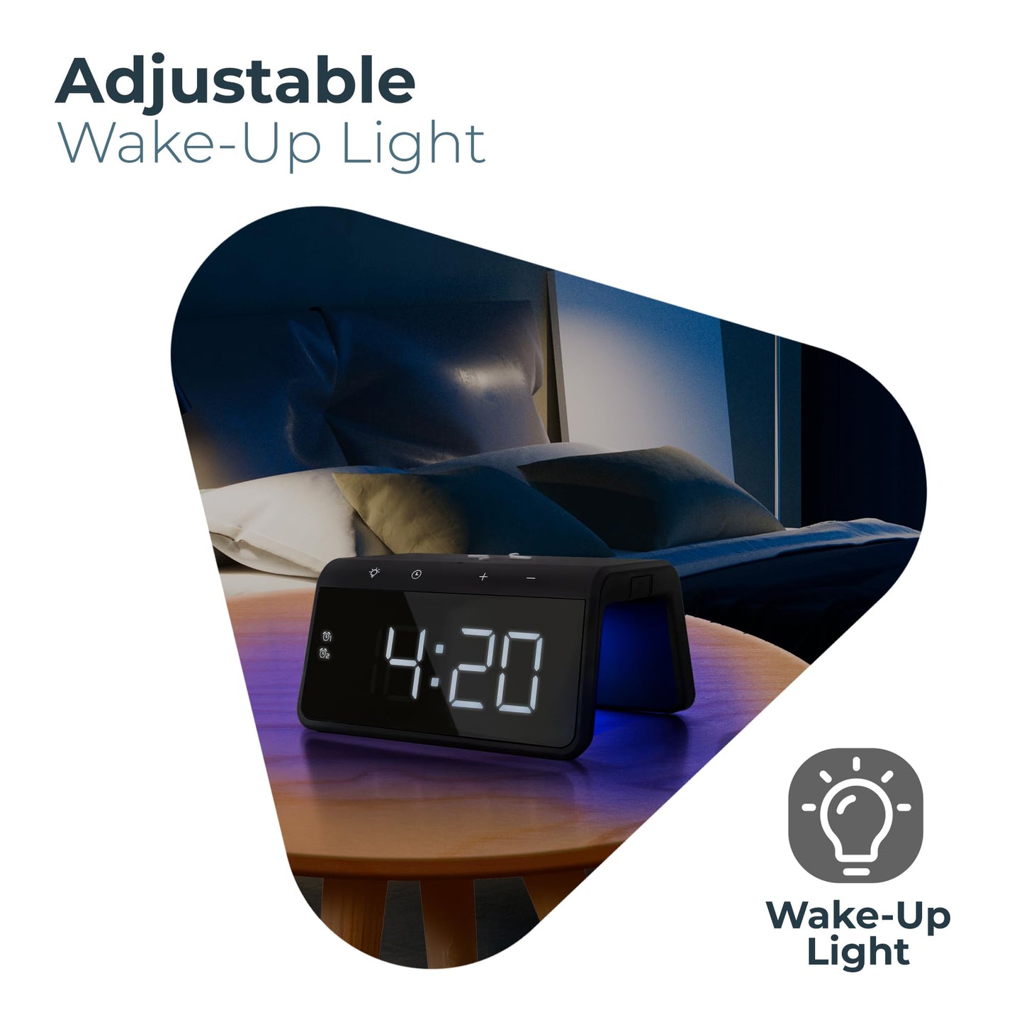 Caliber Digital Alarm Clock with light, dimmable display, dual alarm & quick charge docking station, for kids & deep sleepers, loud alarm, digital clock