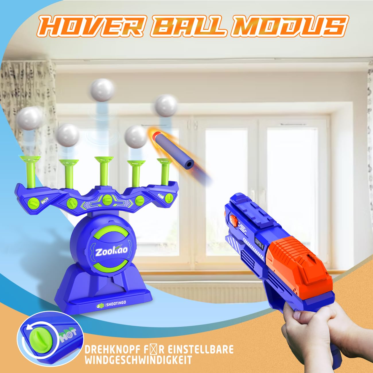 Zookao Hover Toy Gun for Nerf Gun Target, For 6 7 8 9 10 11 12 Year Old Boy Christmas Birthday Gifts - Indoor & Outdoor Games for Kids