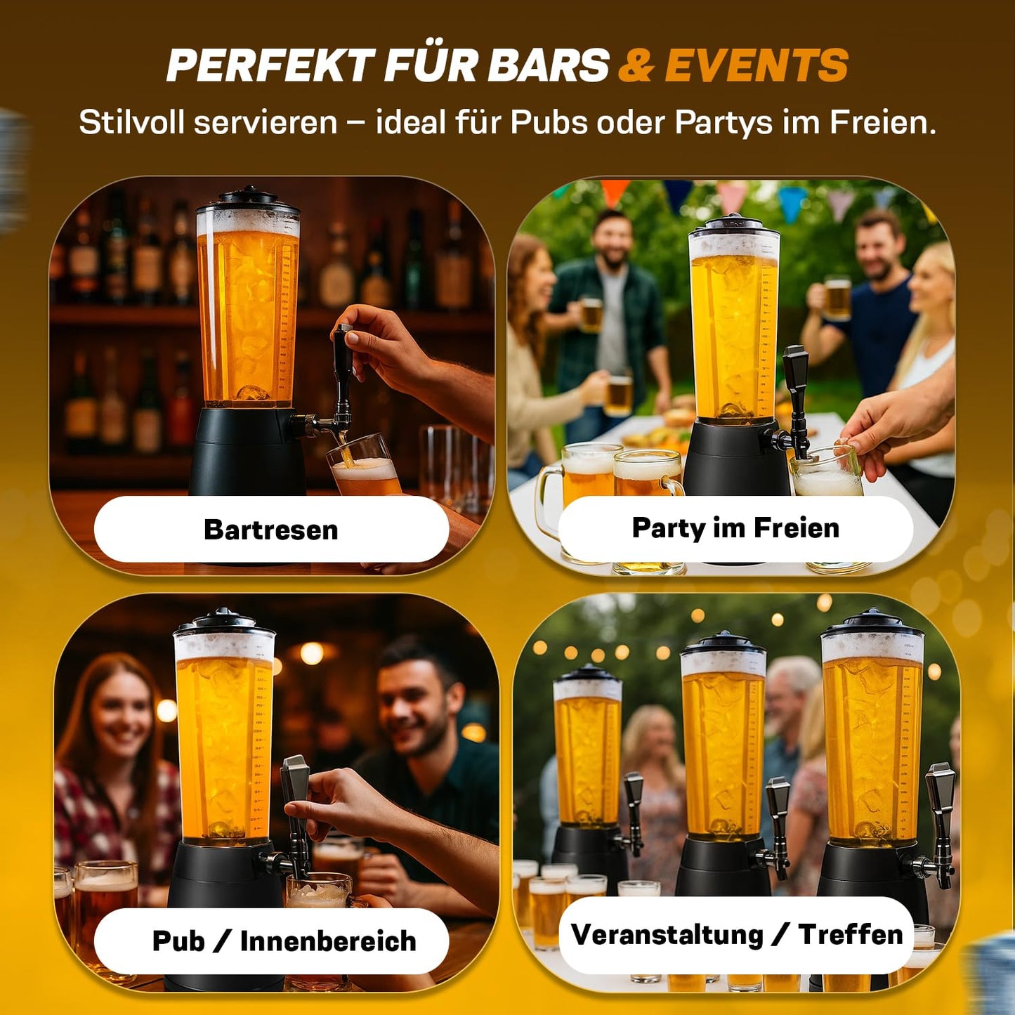 4.0L beer column tap tower cult beer tower drink column beverage dispenser beverage column with 1.3L ice cooling (black)