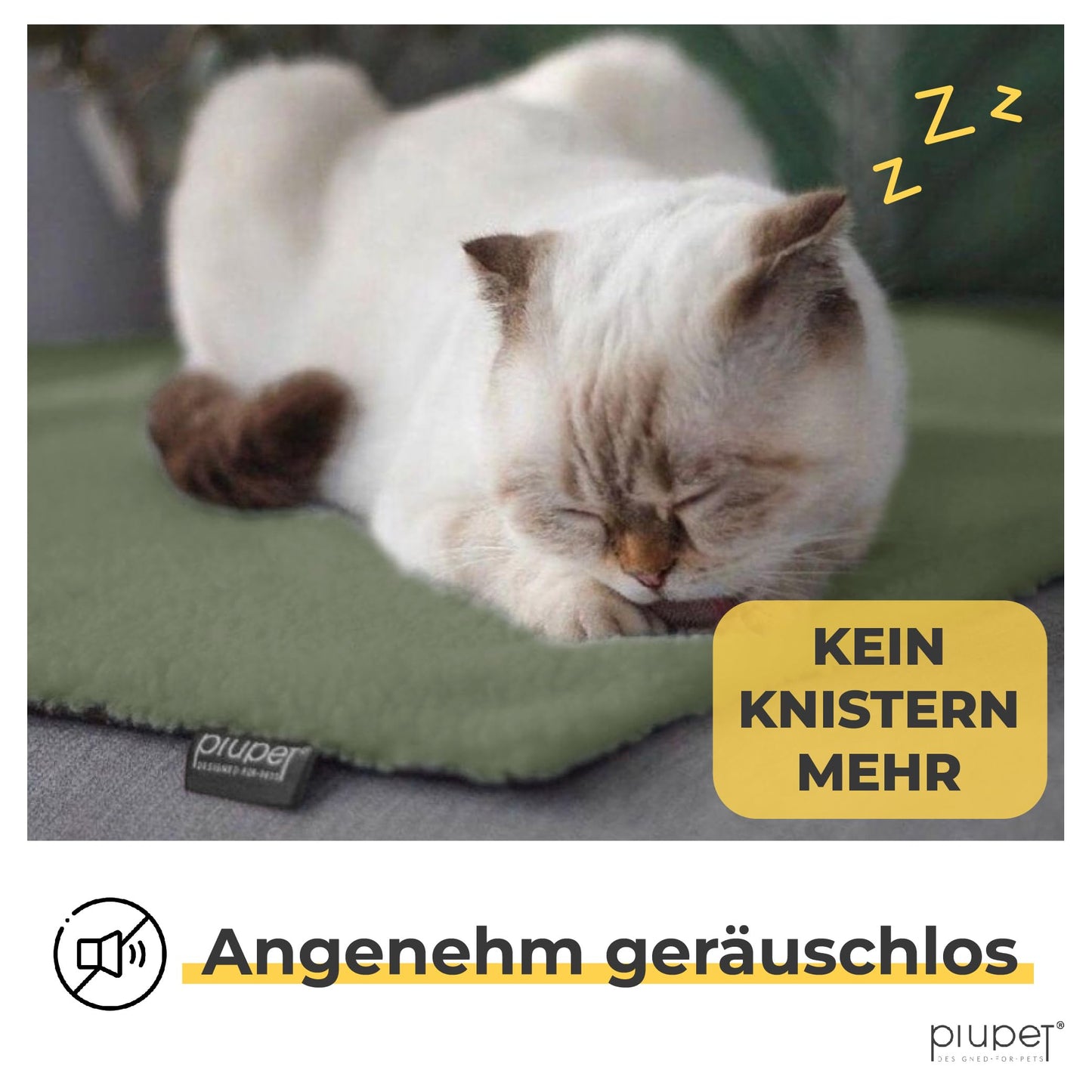 PiuPet® Self-Heating Cat Blanket I 60x45cm I Heating Blanket without Electricity I Cat Warming Blanket I Heating Blanket for Cats without Electricity I Cat Blankets I Cat Beds I (For Cats, Green)