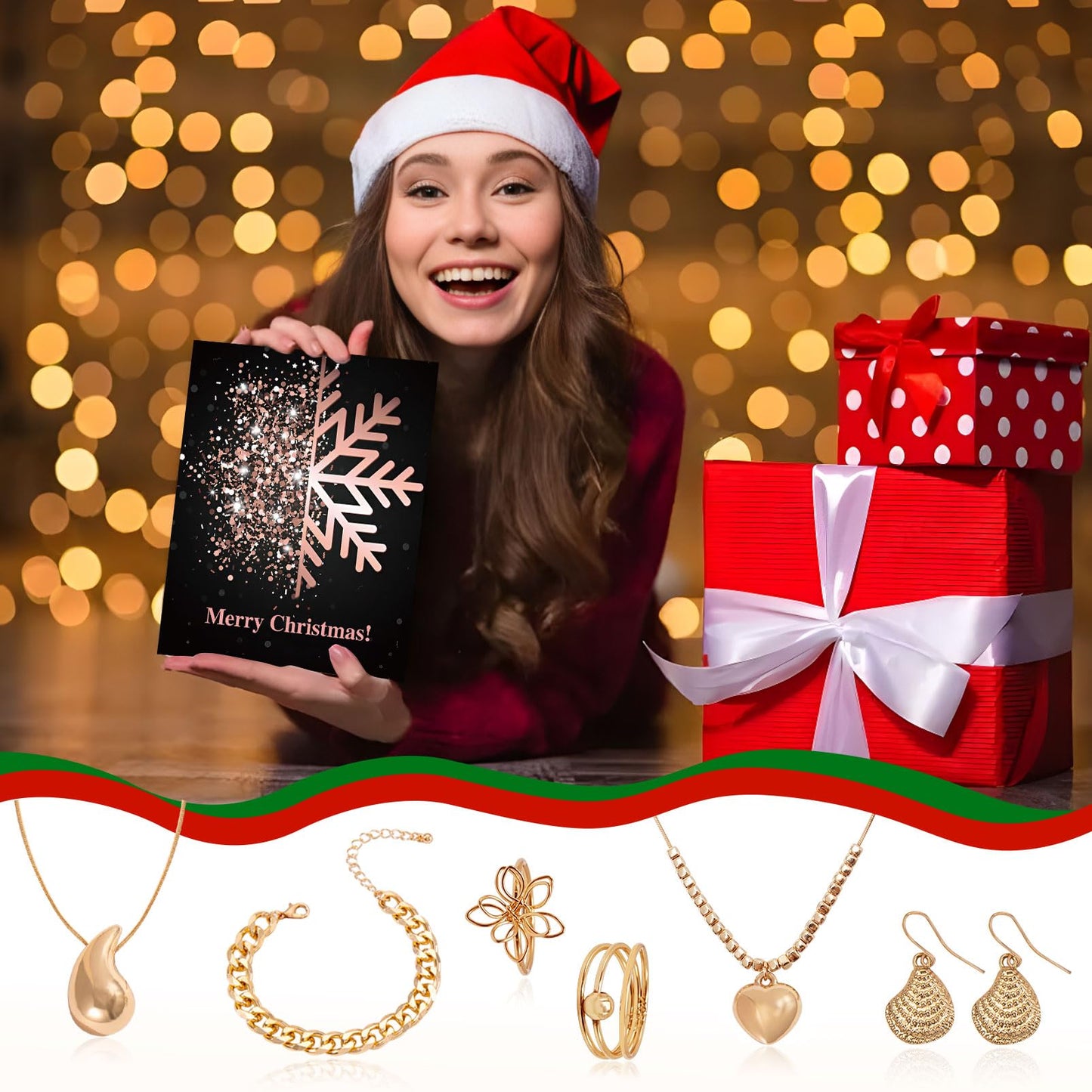 Advent Calendar 2024 Girls Women, Jewelry Advent Calendar 24 Surprises Bracelet Necklace Earrings, Ladies Jewelry Set, Christmas Gifts for Women Girls Teenagers Children