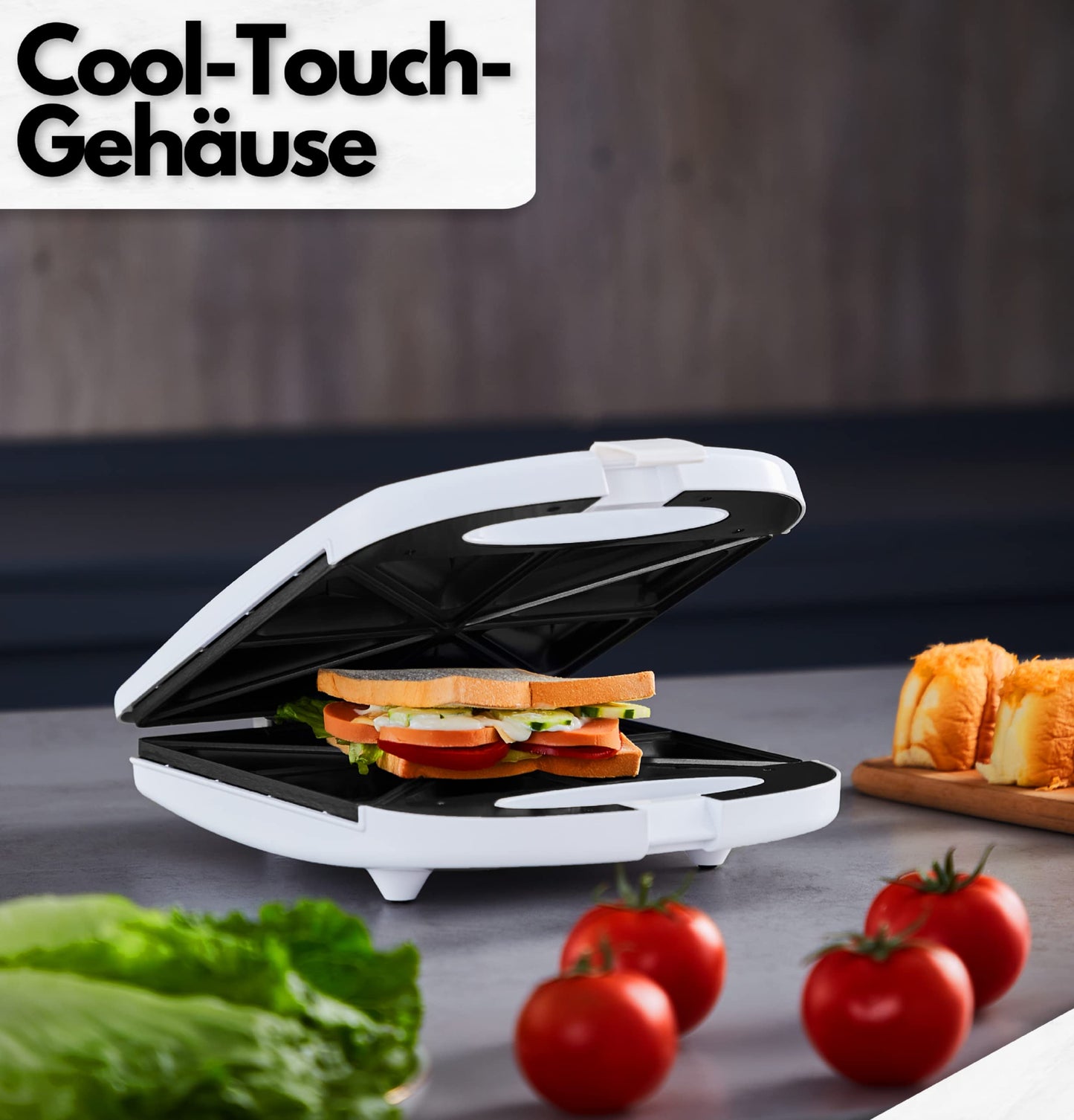 4-Slice Sandwich Maker | 1200 Watts | 8 Sandwich corners | Cool-Touch housing | Non-stick coating | Sandwich toaster | Sandwich Maker | Electric grill | Panini toaster