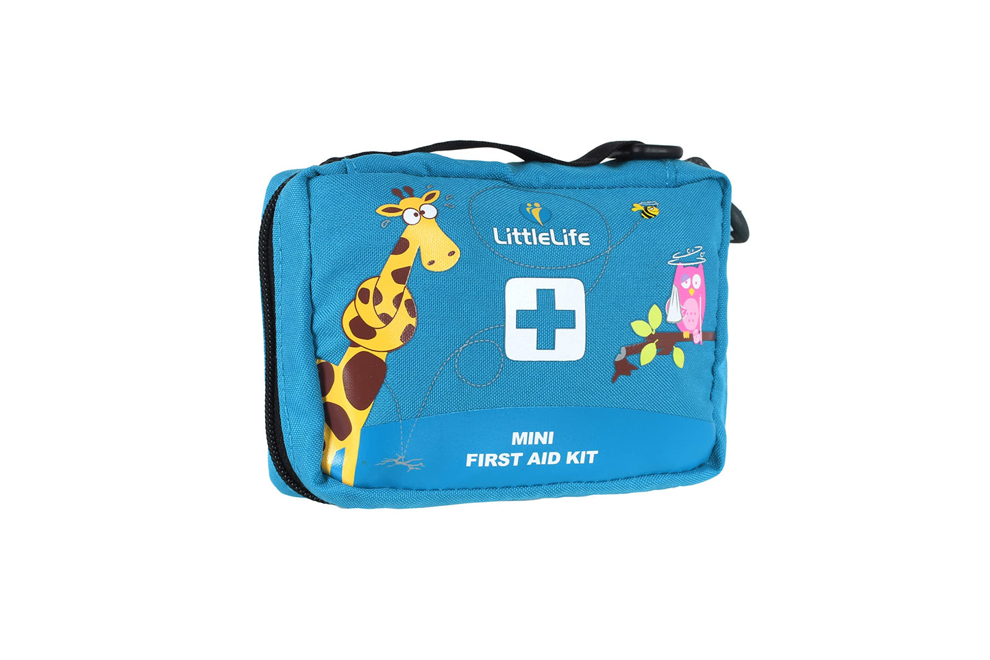 LittleLife Mini First Aid Kit with CE certified contents, perfect for treating common injuries at home and on family vacations.