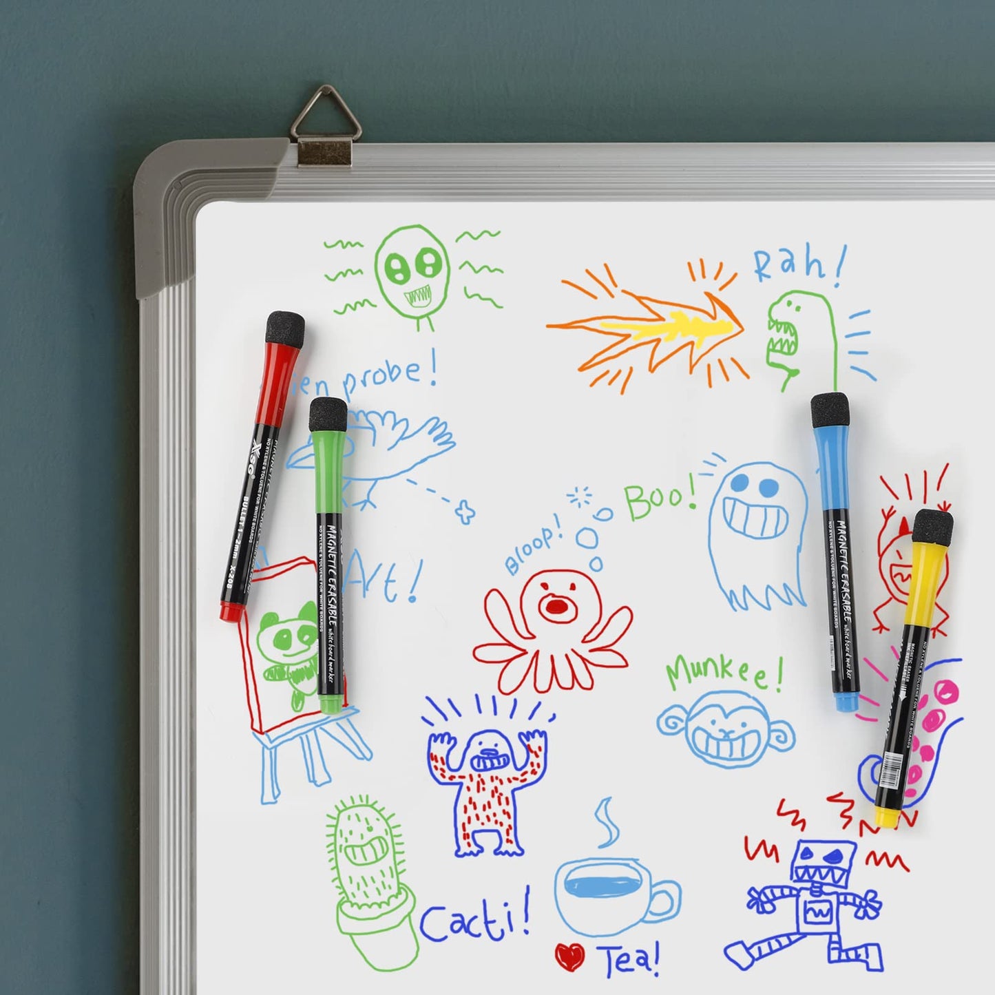 ABEIER Whiteboard Markers (36 pack), 12 colors with sponge, Magnetic Whiteboard Pens, Dry Erase Markers, round tip 1-2mm, Great for home, school, office.