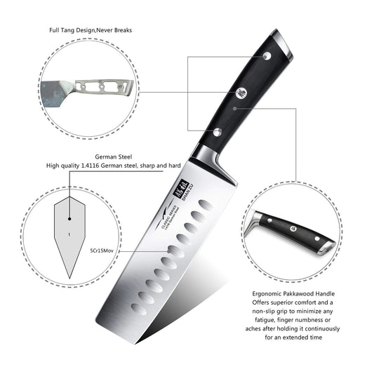 SHAN ZU Chef's Knife Nakiri Kitchen Knife Professional Knife 16.5 cm German Stainless Steel Extra Sharp Blade with Ergonomic Handle Exquisite Gift Packaging