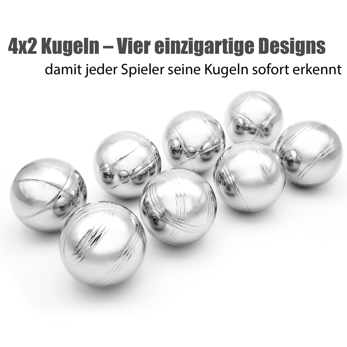 BigDean Boule Set with 8 chrome-plated Boule balls