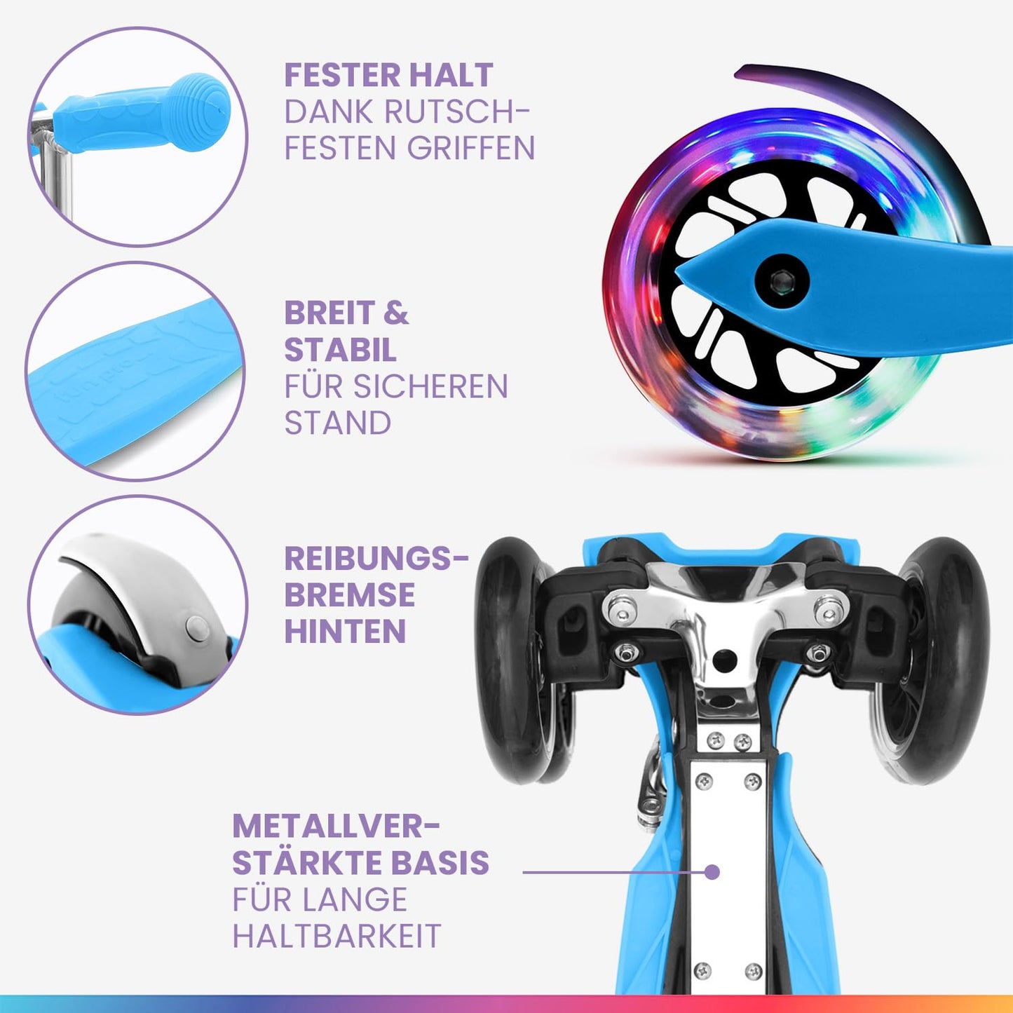 Fun Pro ONE scooter, the safe premium scooter for children 3 years and up, with LED wheels, foldable, suitable for toddlers, boys and girls, scooter for kids ages 3-6.