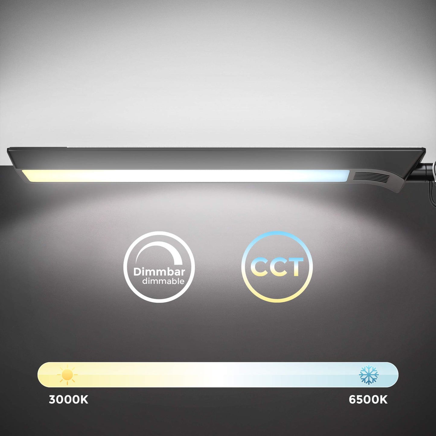 B.K.Licht - Desk lamp adjustable from warm white to cool white, swiveling, touch, clip-on lamp, clip-on light, bedside lamp, reading light for children, office lamp, reading lamp, 66.7x70.3 cm, Black
