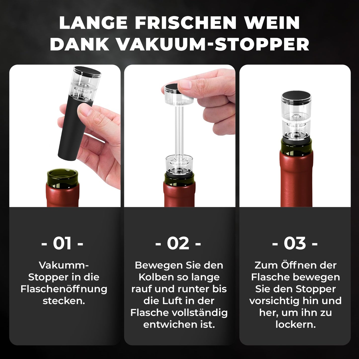 VINENCO Wine Cooler Set THE ORIGINAL, Bottle Cooler + Decanter 7-in-1 Premium Wine Accessories: Stainless Steel Bottle Wine Cooling Rod + Decanter Aerator + Pourer | Bar Gift Women Men, Red- White Wine