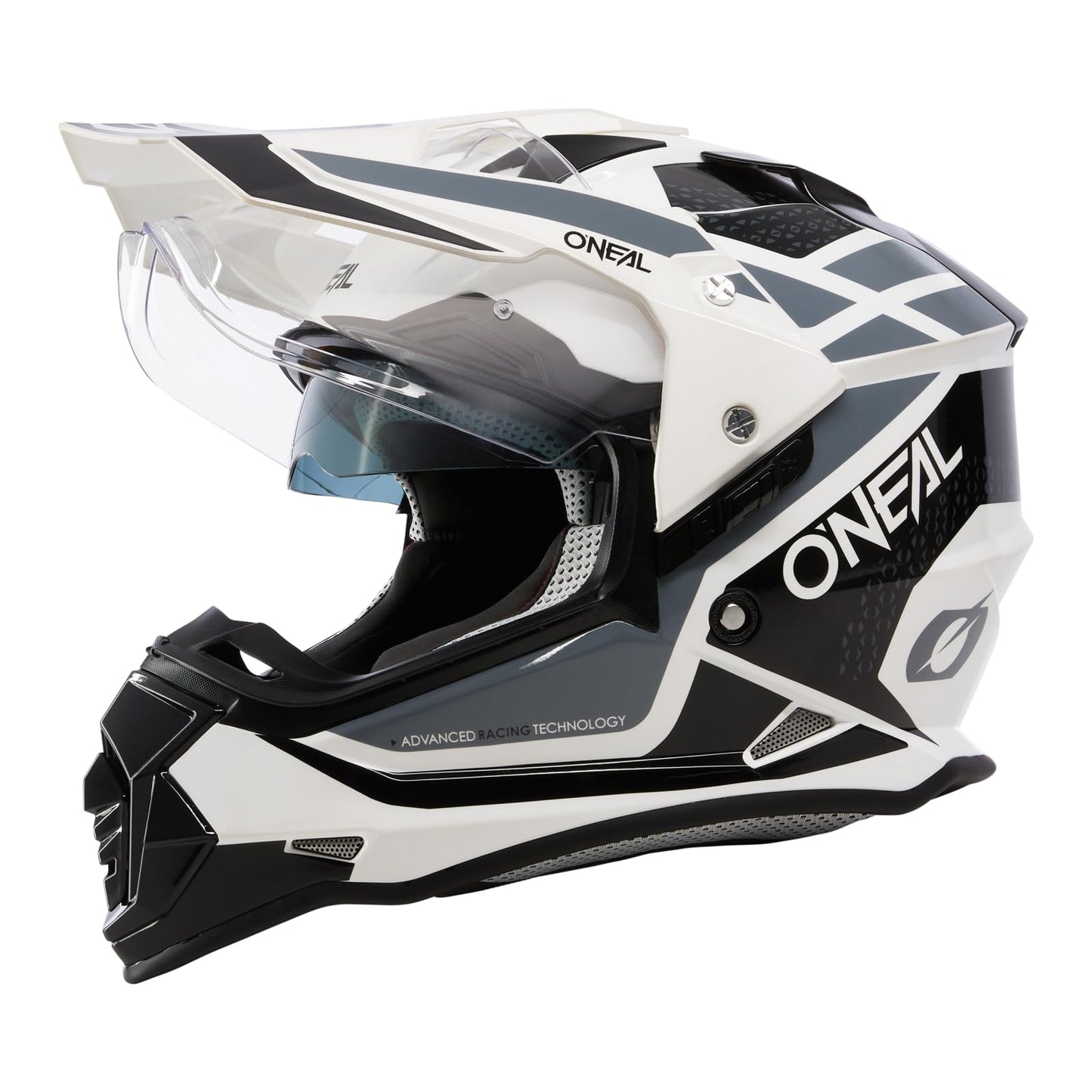O'NEAL | Motorcycle Helmet | Enduro Bike | Ventilation openings for maximum airflow & cooling, integrated sun visor | Sierra Helmet R V.24 | Adult | Black White Gray | Size XXL