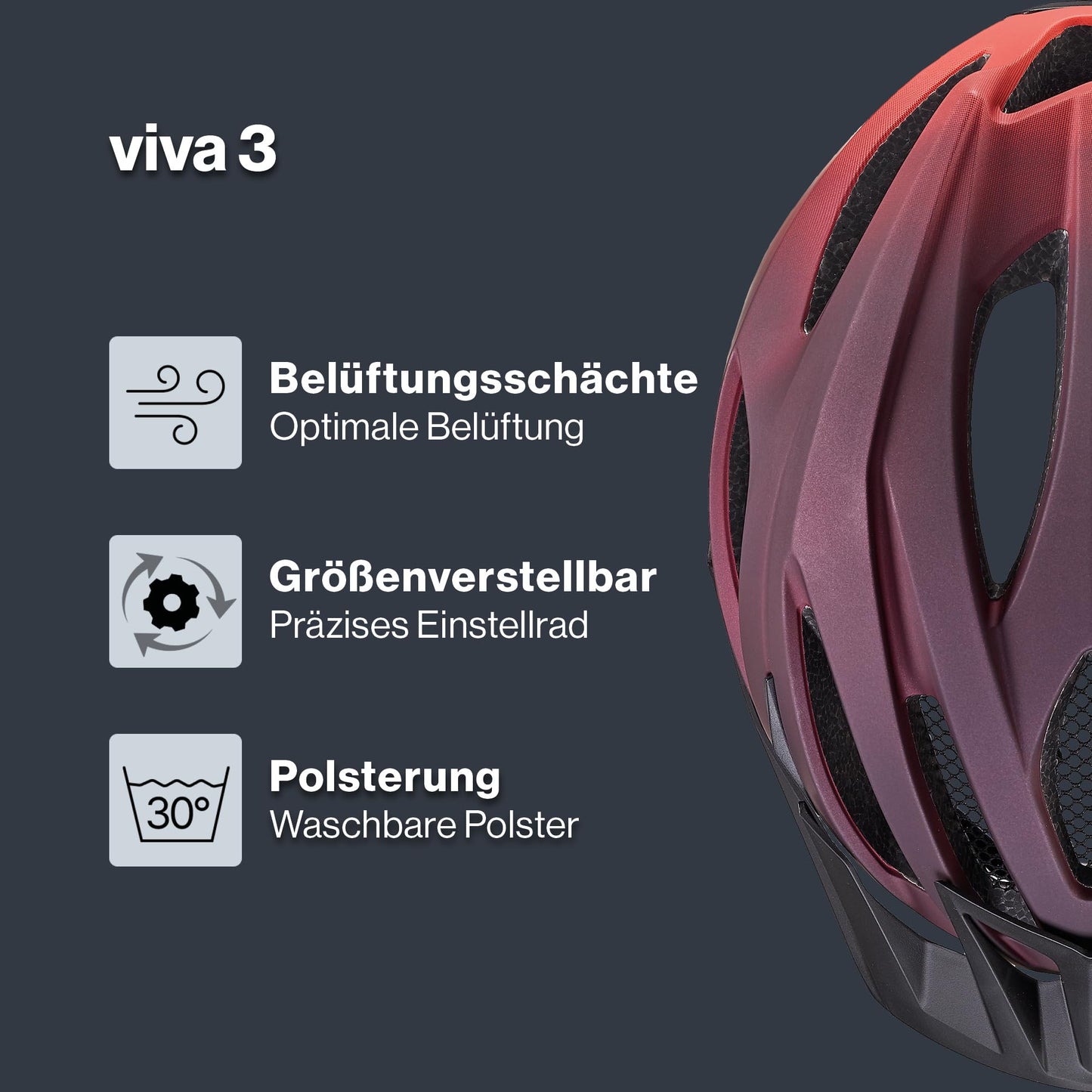 uvex viva 3 - lightweight all-round helmet for ladies and gents - customizable size adjustment - washable interior - plum - grapefruit matte - 52-57 cm