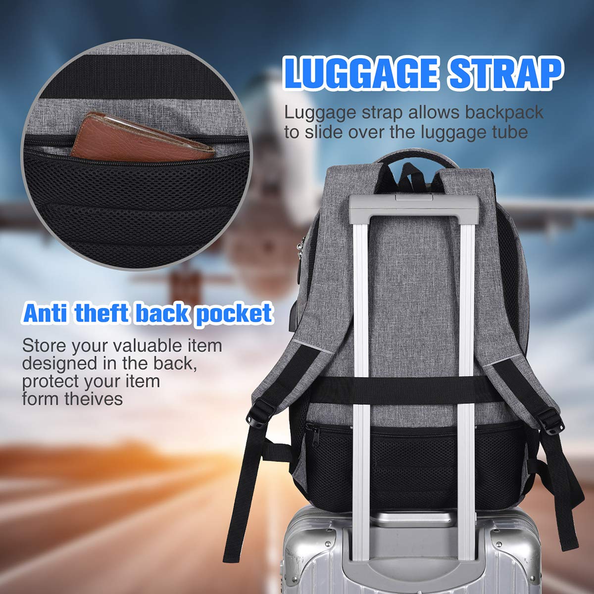 School backpack for boys girls teenagers, school laptop backpack for men women daypacks for 15.6 inch laptop business backpack with USB charging port.