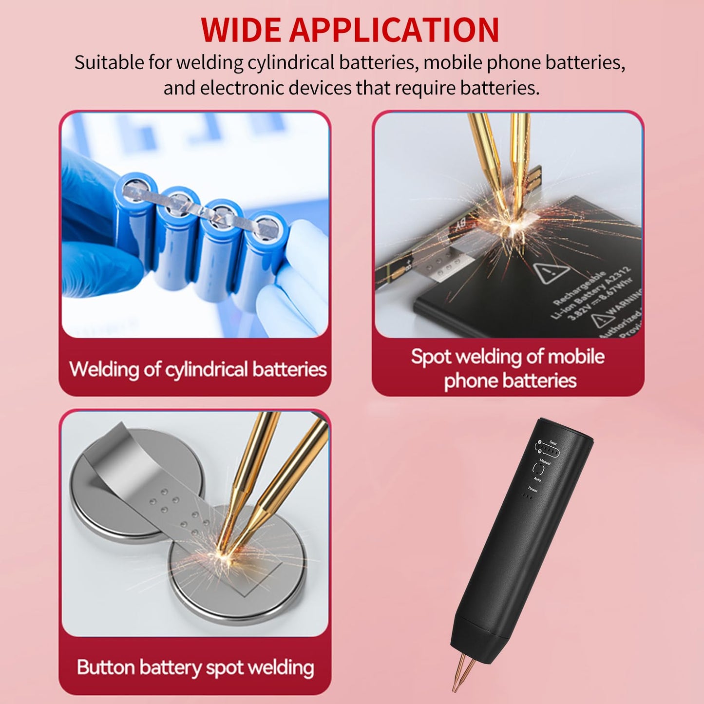 Shkalacar spot welder, portable battery spot welder with automatic and manual modes, 11 adjustable levels, mini spot welder for welding batteries.