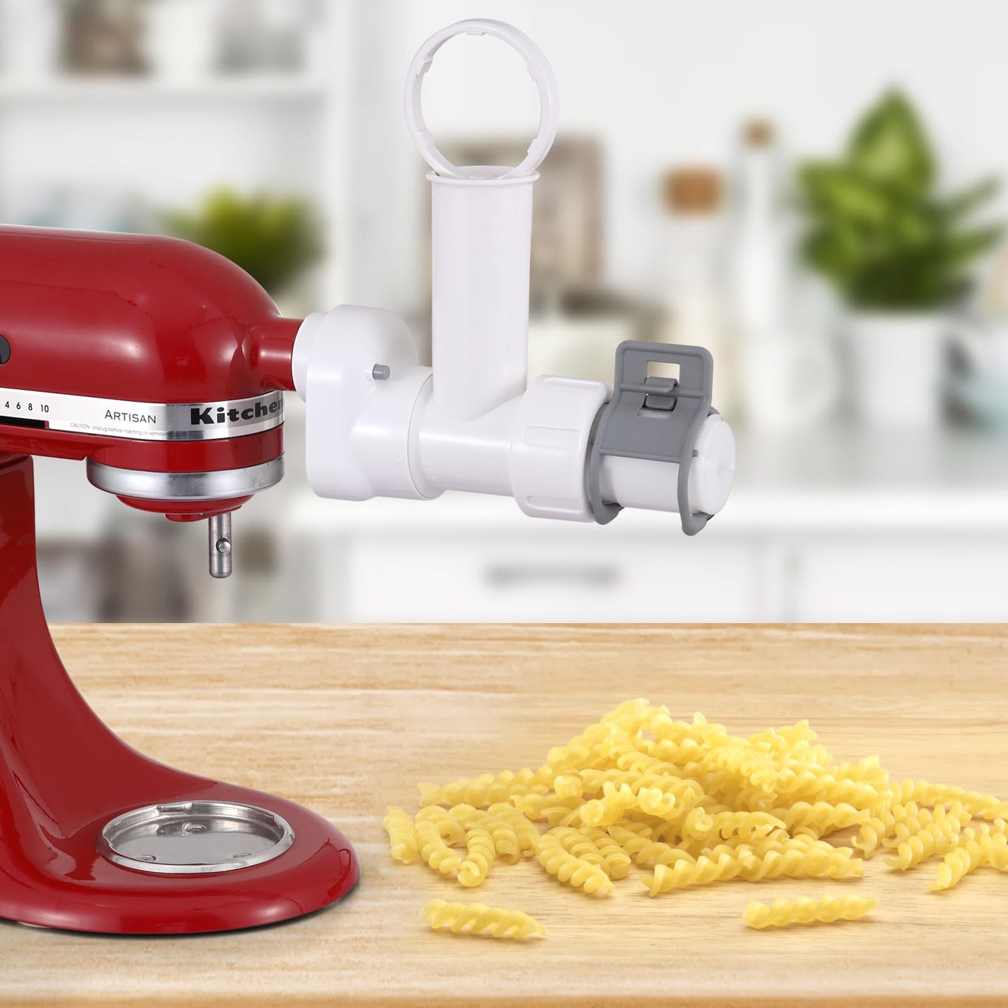 Pasta Maker Attachment for KitchenAid Stand Mixer, 6 different shapes of pasta output, durable pasta press attachments and cleaning brush, White.