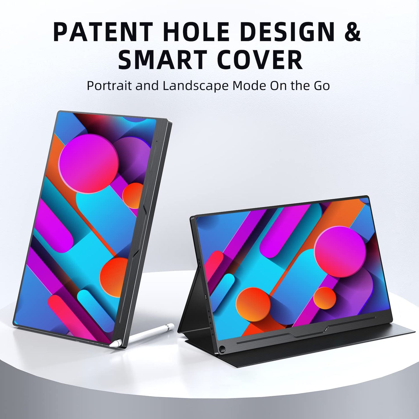 UPERFECT Portable Monitor 15.6 inch, 1920 x 1080 Full HD IPS Screen with HDMI USB C for Laptop PC Mobile Phone PS4/5 Switch. Includes protective case, VESA compatible, Black.