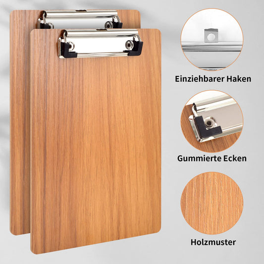6 pieces of wooden A4 cherry wood clipboards for home, school, office.