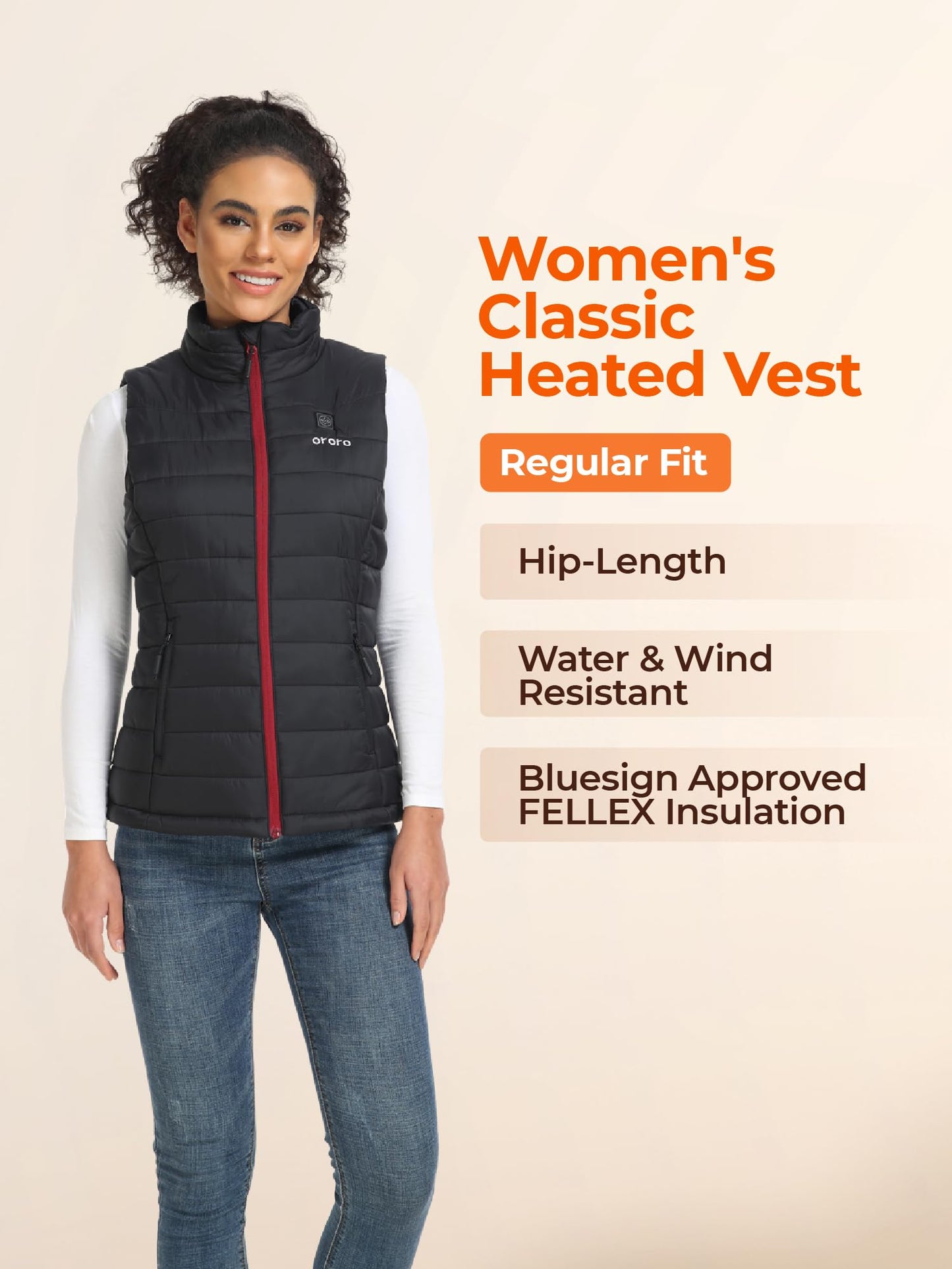 ORORO Women's Heated Vest with Powerbank, Up to 10 Hours of Warmth - Charger Not Included (Neutral Black, M)