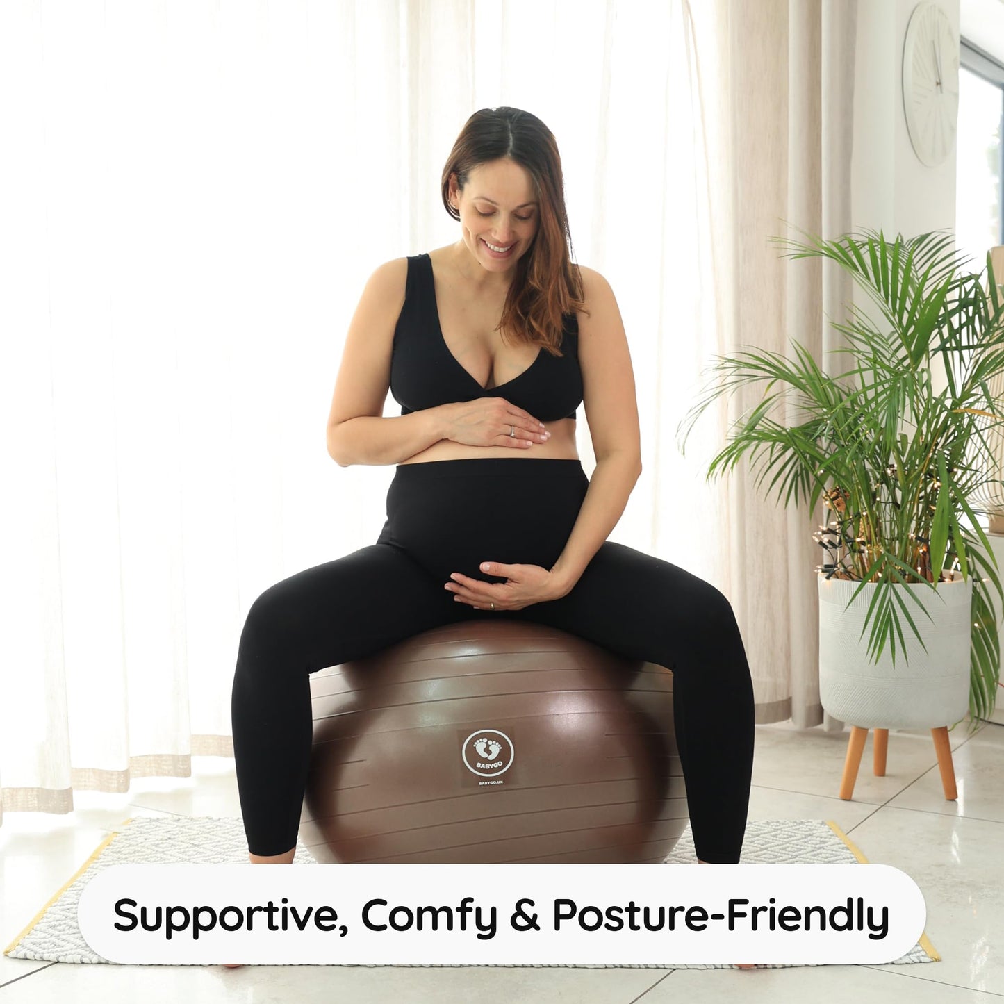 BABYGO® Pregnancy Exercise Ball Office Yoga Pezzi Ball | Includes Pregnancy Book for Birth & Fitness | Anti-Burst 1000 Kg (Mocha, 75cm)