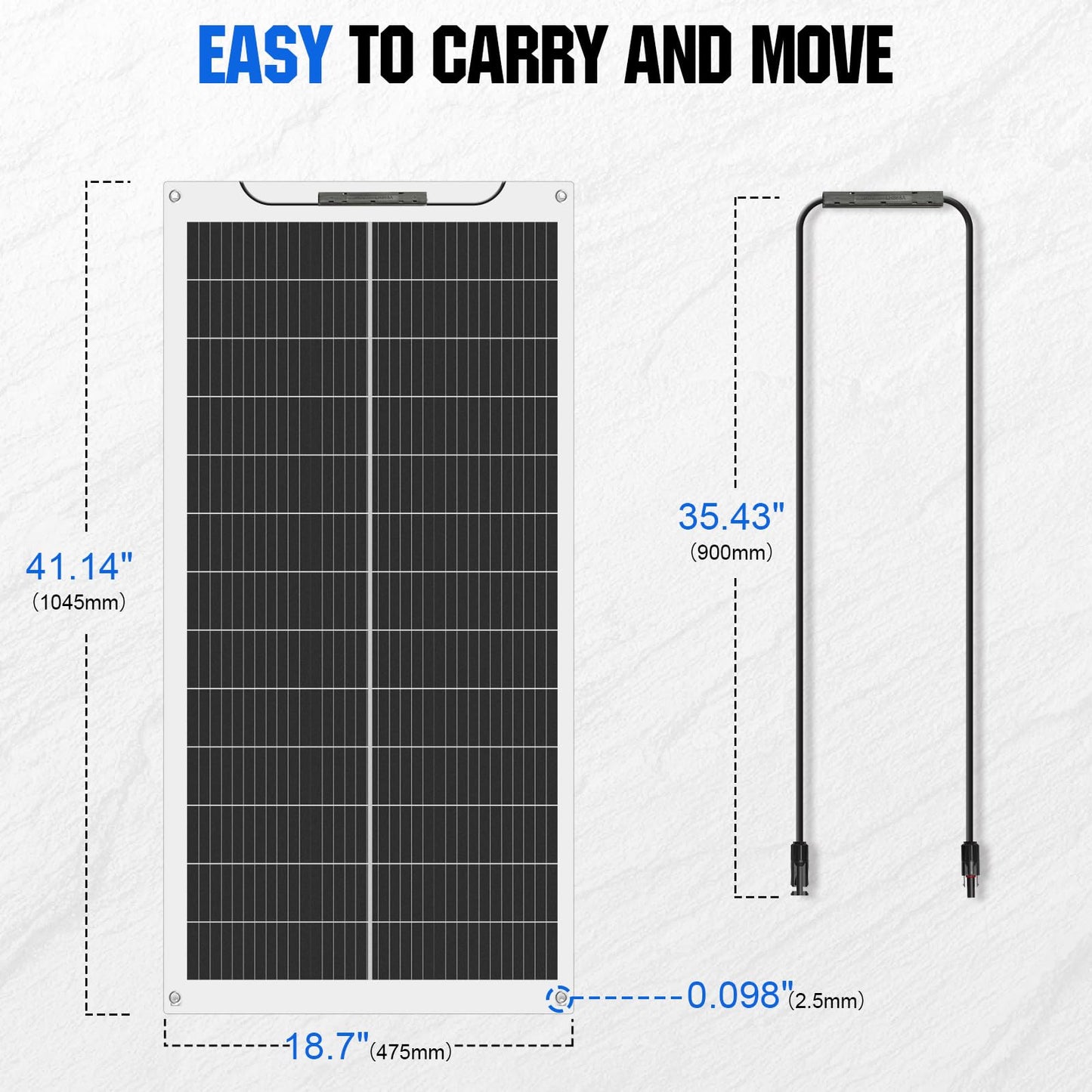 ECO-WORTHY 200W Flexible Solar Panel 2 pieces 100W Solar Panel 12V, Monocrystalline Solar Module with Cable for 12V Batteries RV Car Boat Camping.
