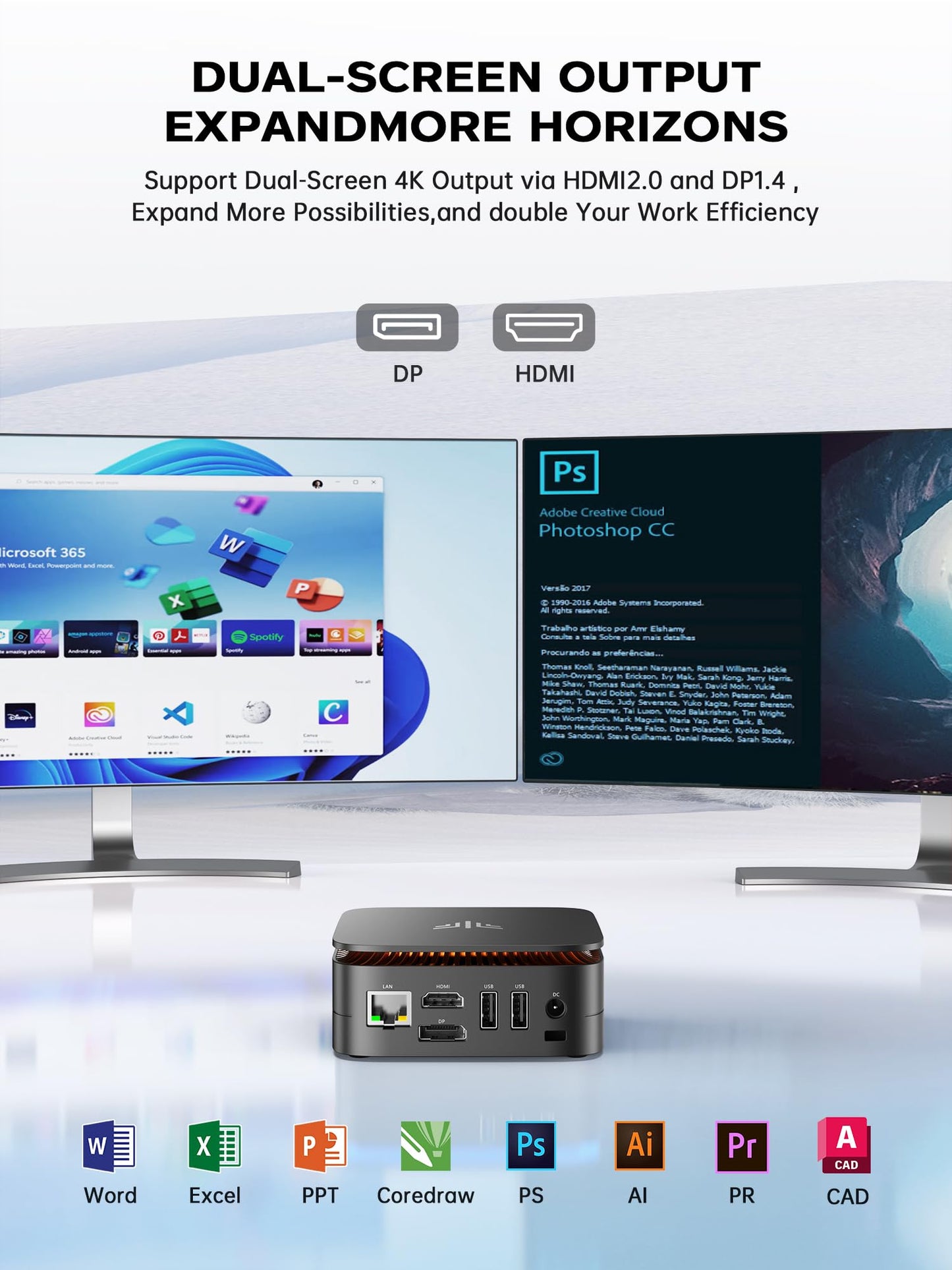 ACEMAGICIAN AK1PRO Mini PC with N95 3.4GHz, 16GB DDR4 RAM, 512GB M.2 SSD. Features 4K UHD HDMI+DP, dual-band WiFi/BT4.2/Gigabit Ethernet. Ideal for business, home theater, W11 Pro.
