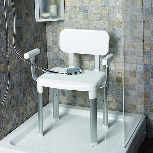 Weinberger Shower Chair with Backrest and Armrests | Adjustable Height | Anti-Slip | Supports up to 150 kg | Modern Bathroom Seat for Seniors | Model 43907 | White
