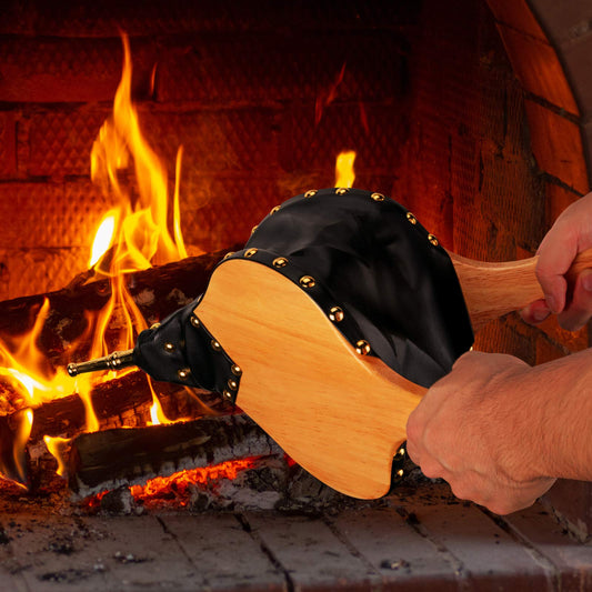 TJ.MOREE Large Bellows, Fireplace Bellows for Indoor Use 48x20cm, Large Wood Fire Blower with Hanging Strap, Long Handle, Metal Nozzle, Great Tool for Fireplace, Fire Pit, Wood Stove, BBQ.