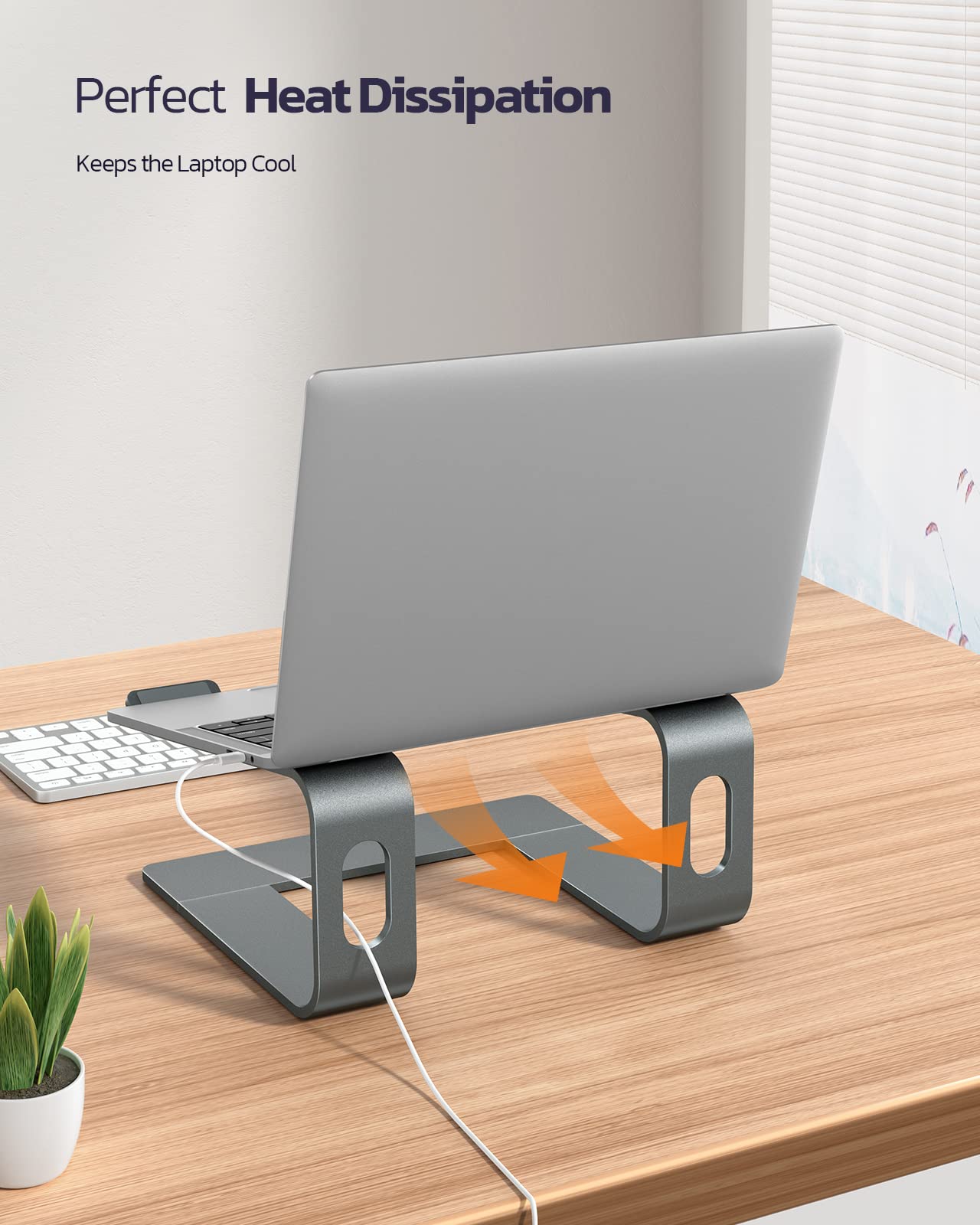 Nulaxy Aluminum Laptop Stand, Ergonomic Detachable Laptop Holder for Desk with Ventilation, Notebook Stand Compatible with MacBook, Dell, HP, Samsung, Lenovo, 10-16 Inch Laptops, Gray