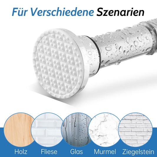 Shower curtain rod, Retractable shower curtain rod without drilling, 70-134cm, Adjustable silver shower curtain rod, Rustproof and non-slip, Suitable for use in bathrooms