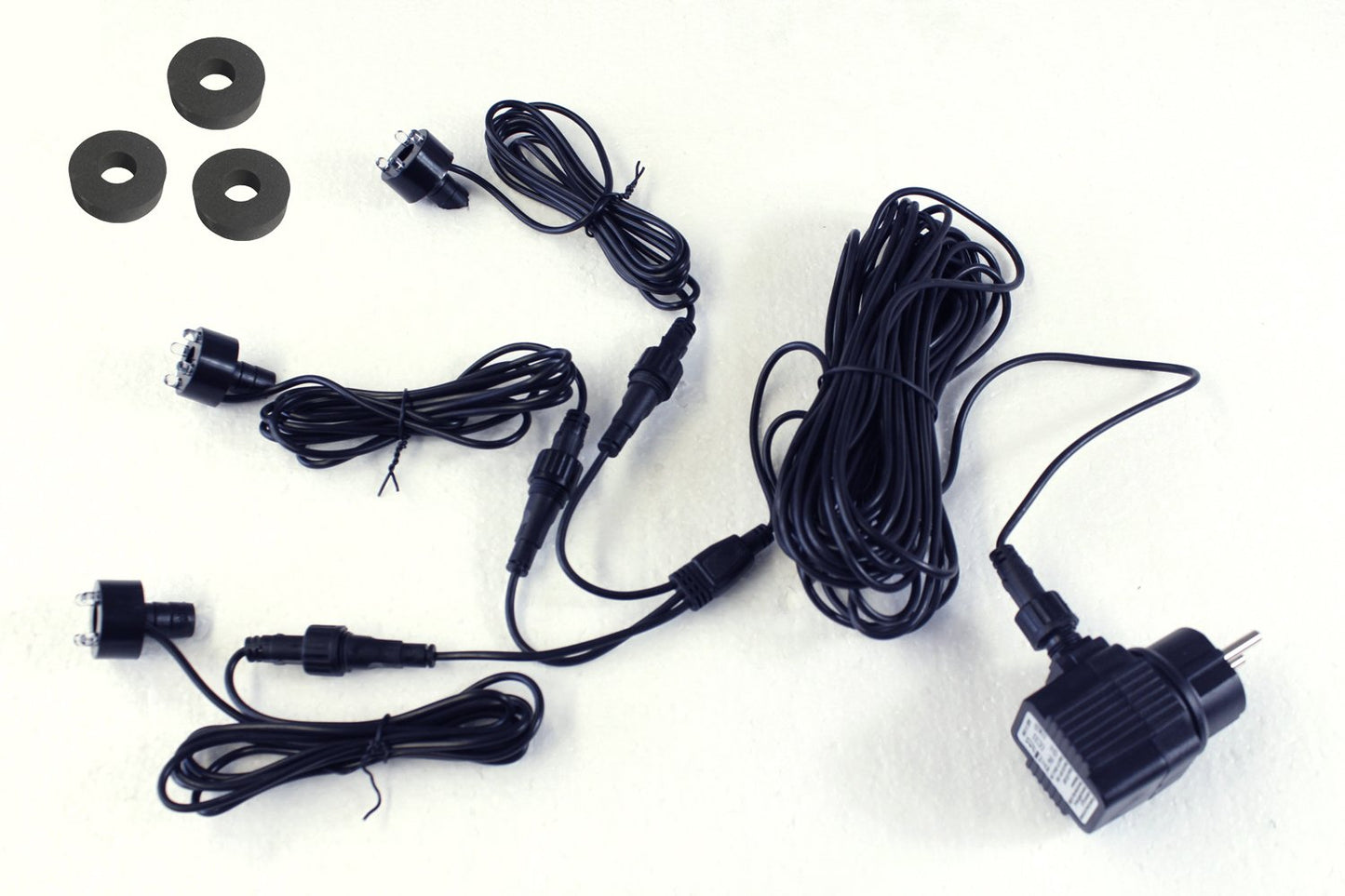 Arnusa fountain lighting 3 piece set LED 10m cable + power supply stone lighting (warm-white) garden fountain LED ring fountain accessories