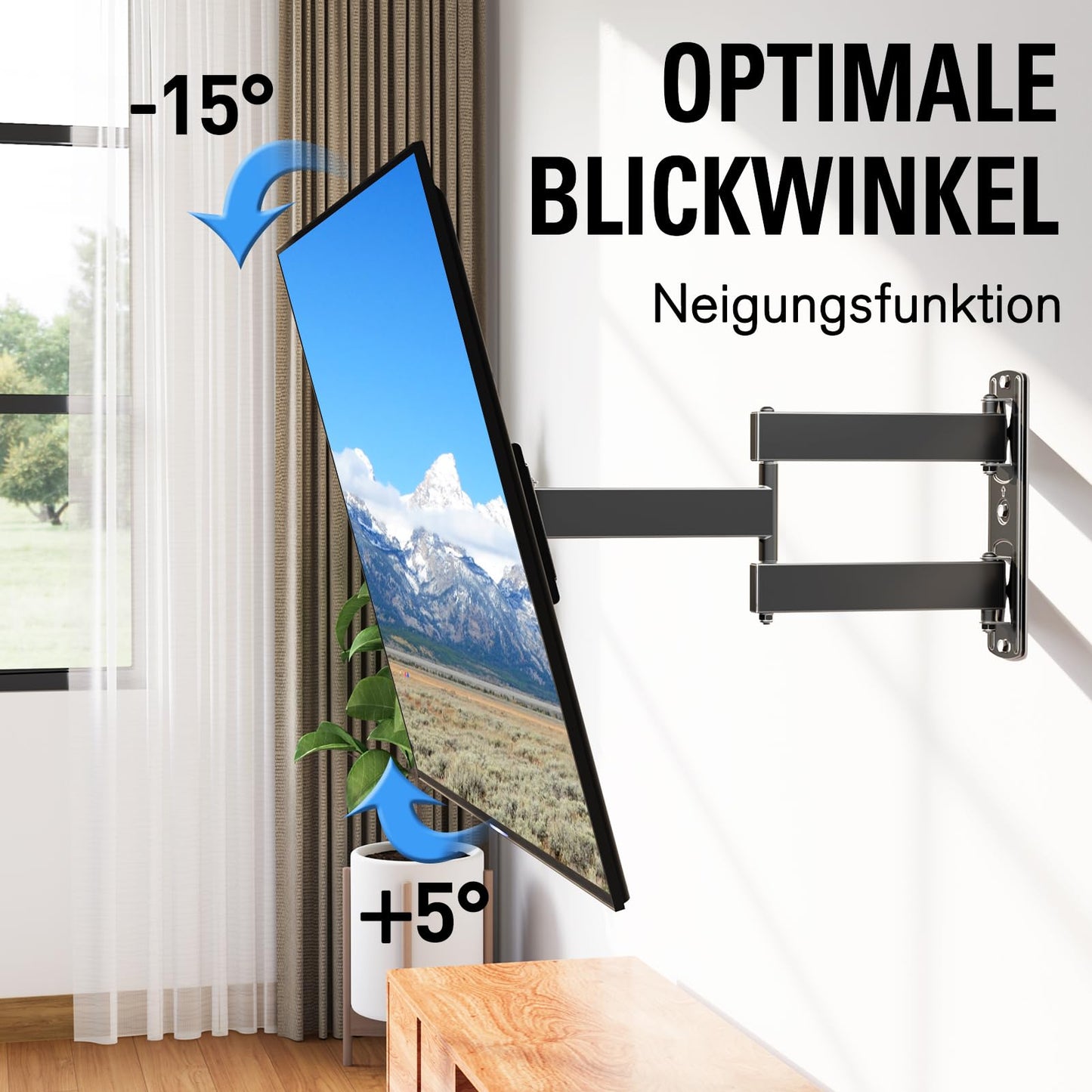 Mounting Dream TV wall mount swivel tilt extendable, TV wall mount for 26-60 inch flat & curved TVs or monitors up to 27kg, max. VESA 400x400mm, MD2432-03