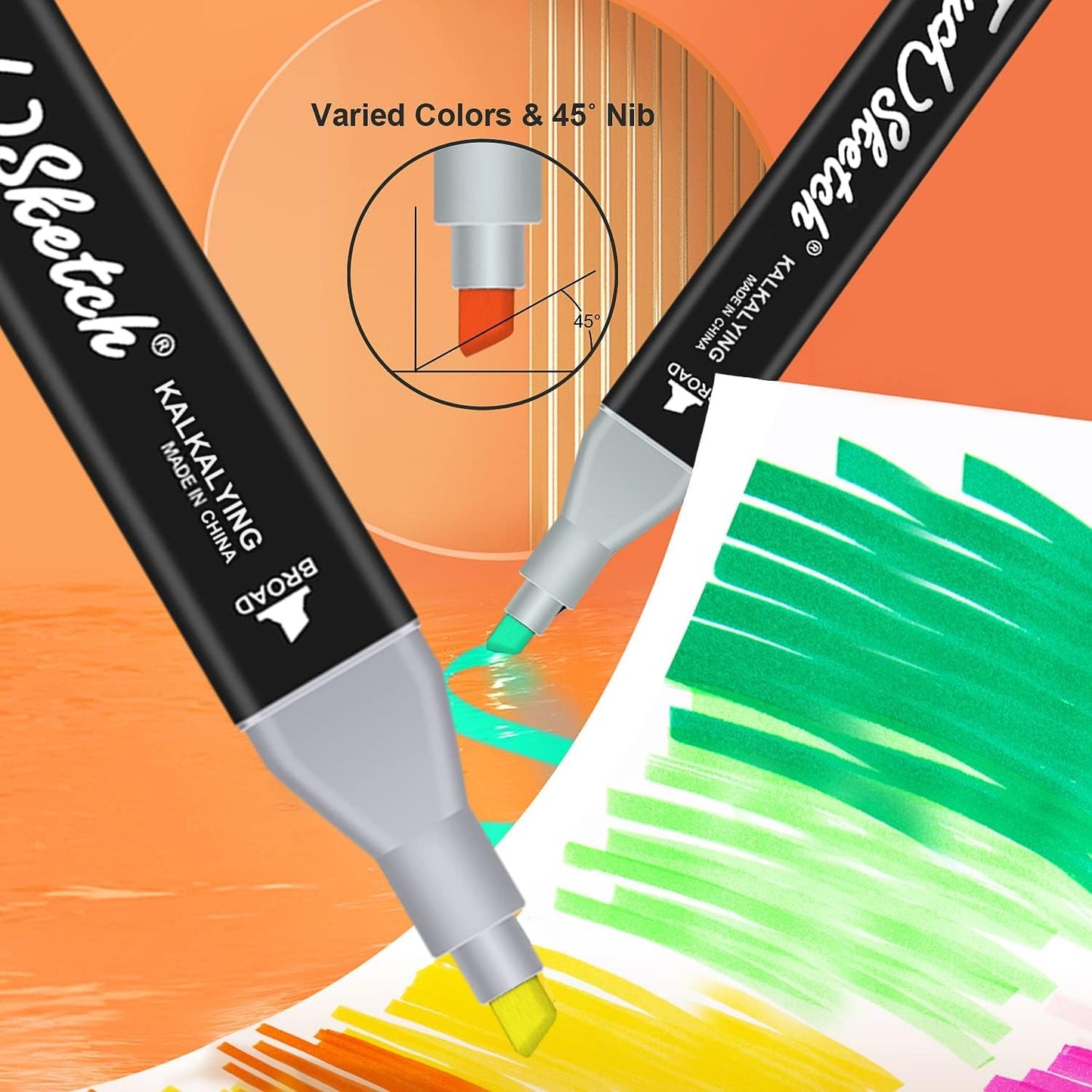 AOMEES 80+4 Colors Graffiti Pens Set, Chisel & Fine Double Tip Art Sketch Twin Tip Marker Set, 2 Second Quick Drying for Drawing, Design, Rendering, Lettering, Manga (80-1)