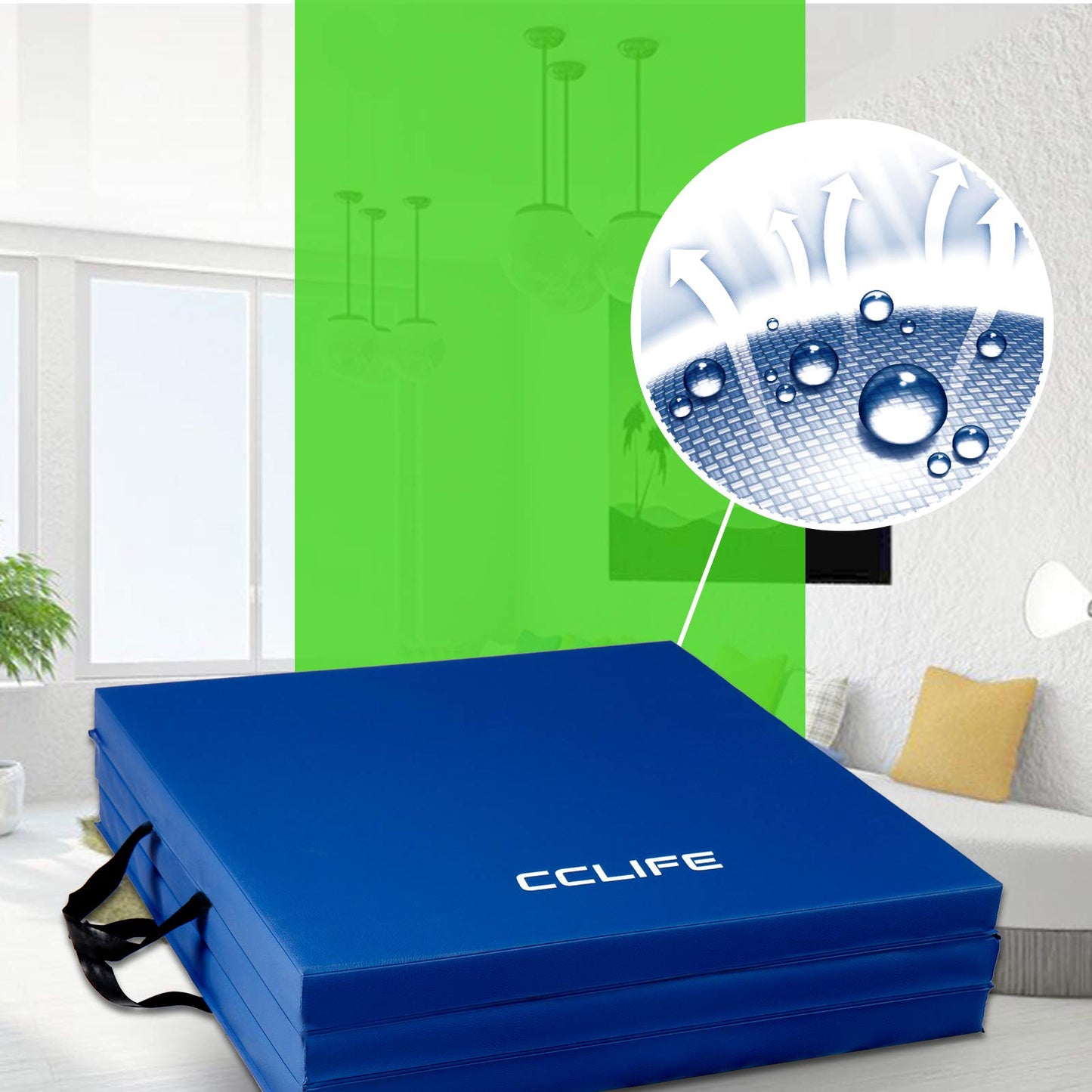 CCLIFE 180x60x5cm Folding Soft Floor Mat Workout Mat Gymnastics Mat Non-Slip Sports Mat Play Mat, Color: Blue. Thickened PU leather surface