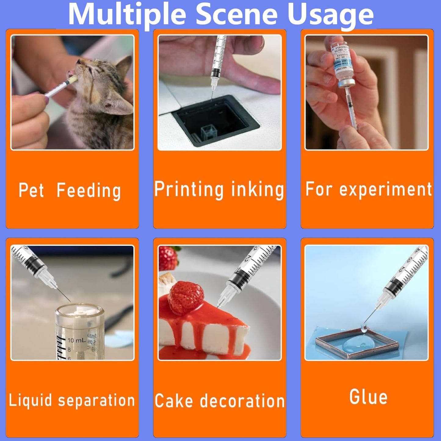 40 piece 1ml plastic tube syringes, multipurpose measuring tools, liquid measuring syringe with graduations, individually packed, for printing ink, liquid separation, dosage, pet.