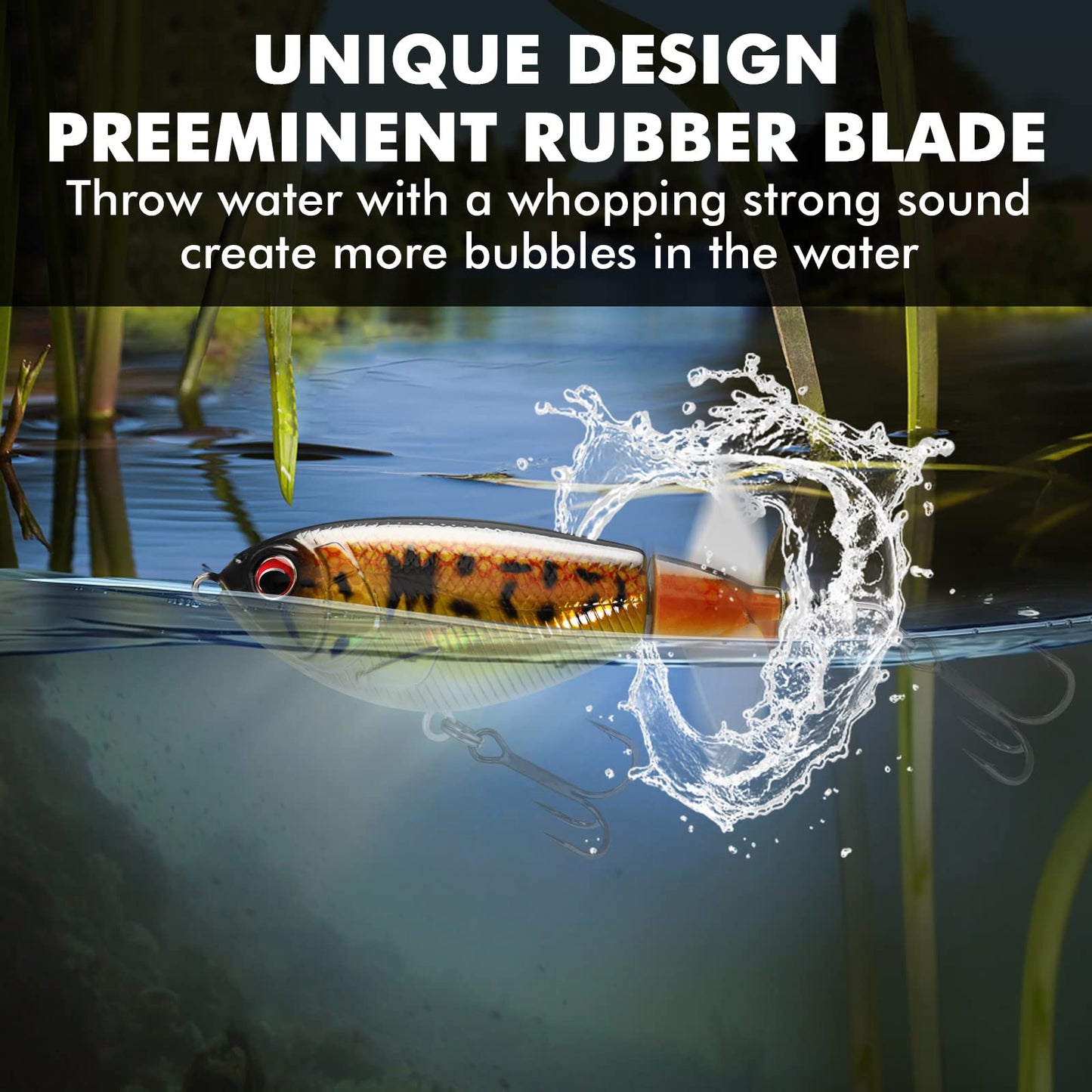 TRUSCEND Bass Trout Lures, double floating, rotating tail Whopper bait, sweet & saltwater, lifelike allure, fishing gifts for men