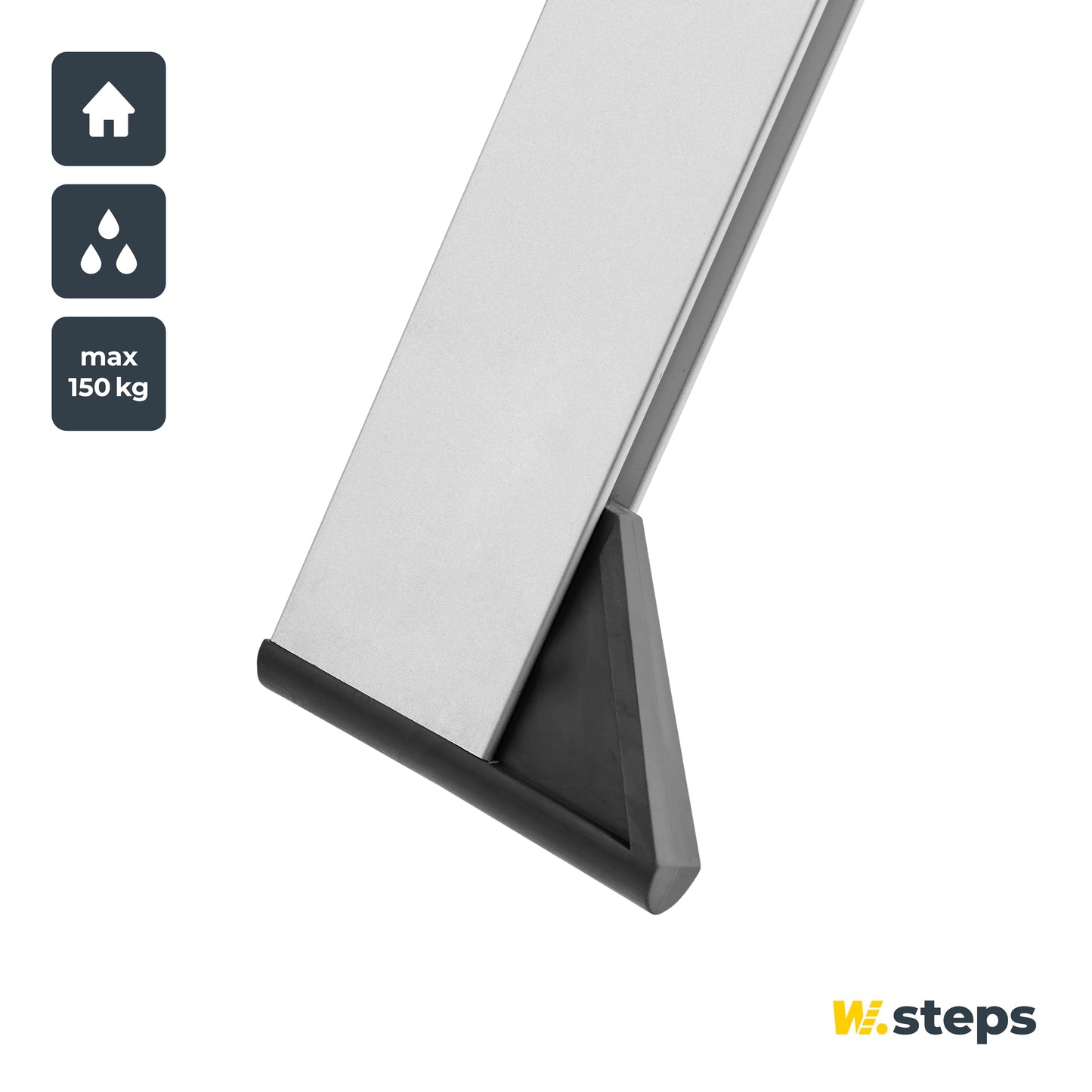 Aluminum folding step ladder Vikingstep Maxi by W.Steps 720mm high Load capacity up to 150kg Compact 2-step aluminum folding step ladder Only 35mm wide 728143
