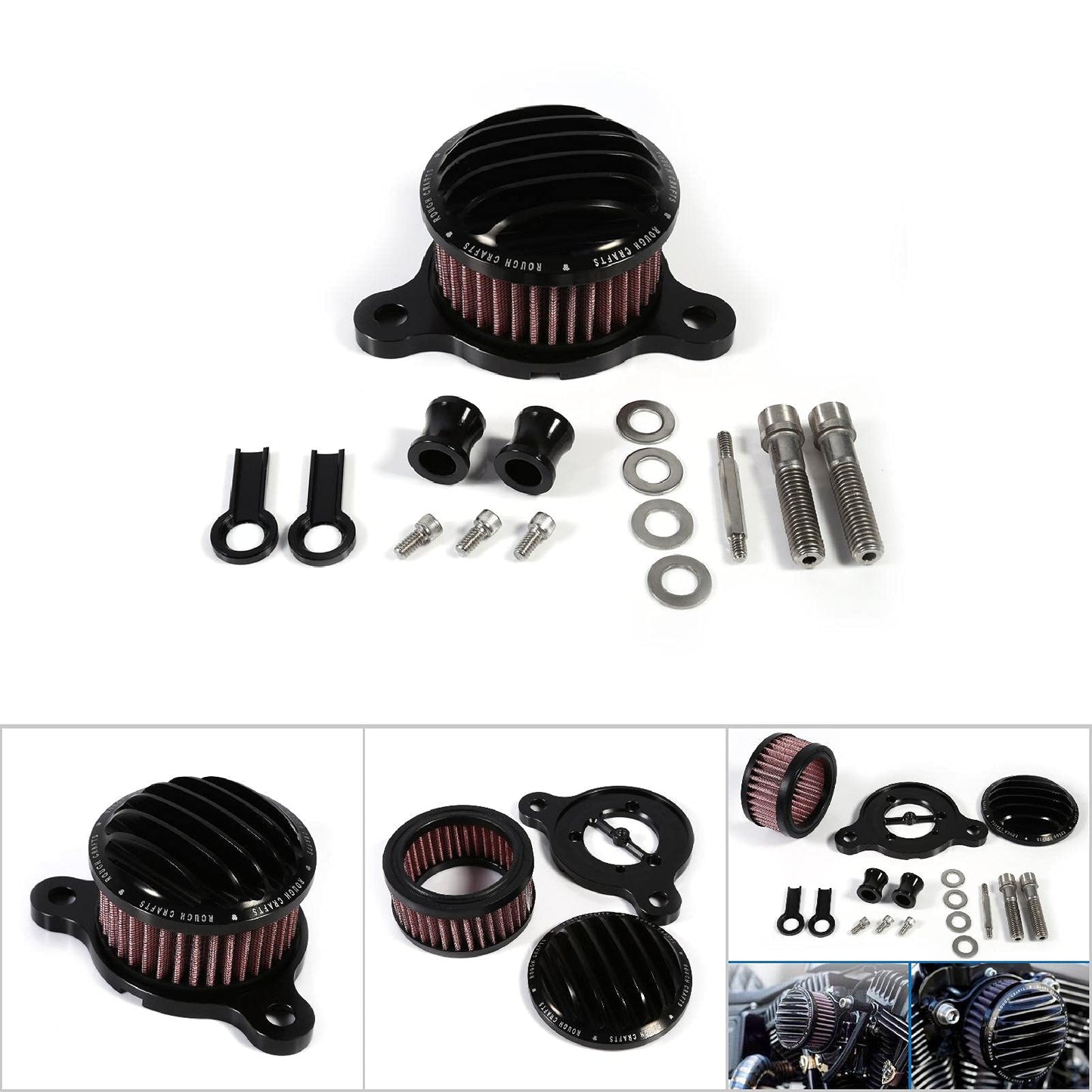 Air filter intake system kit for XL883 2004-2015 (Black) Replacement accessory.