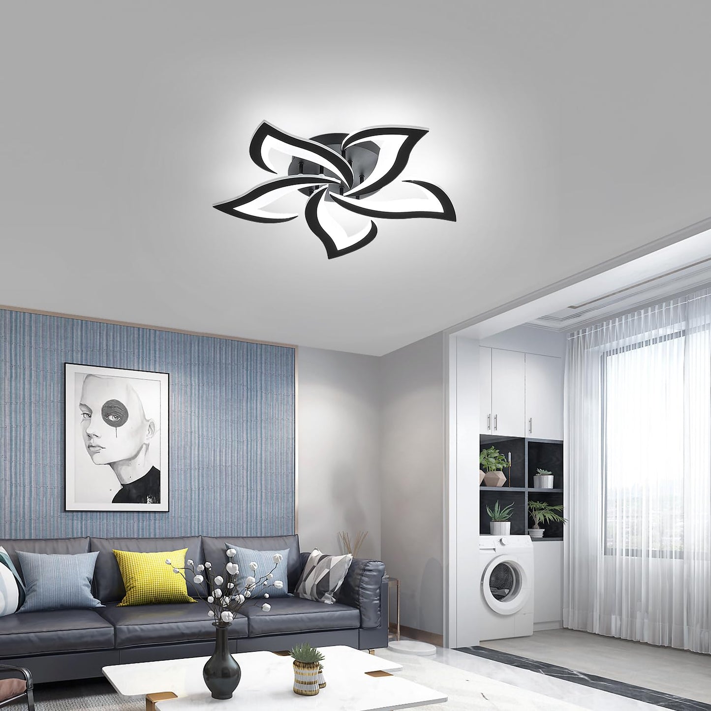 Comely dimmable LED ceiling light, 40W 6000LM LED ceiling lamp modern living room lamp with remote control APP light color brightness color changing, bedroom ceiling light fixture, 3000K-6500K.